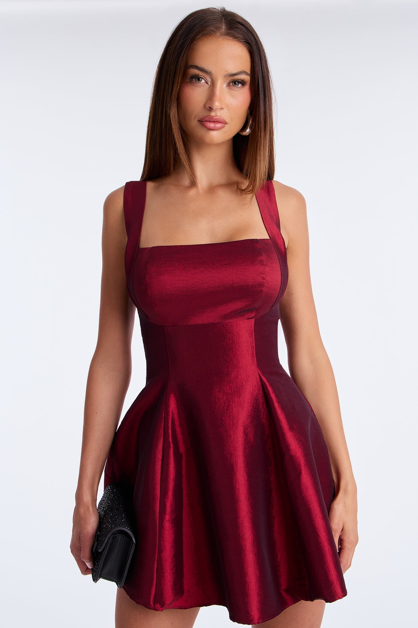 Kira Taffeta A Line Mini Dress - Red image 5