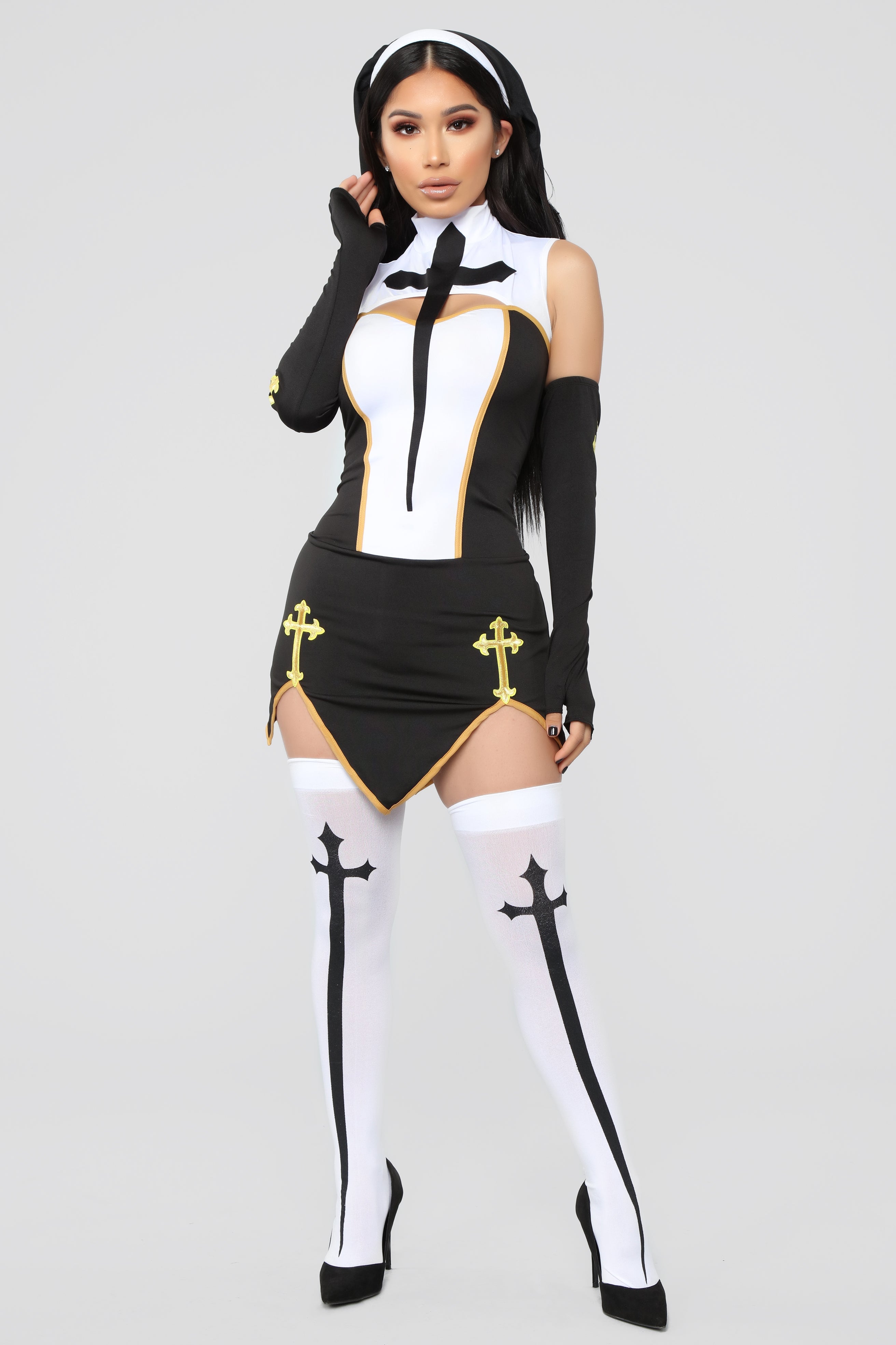 Bad Habits Nun 4 Piece Costume Set - Black/Combo image 4