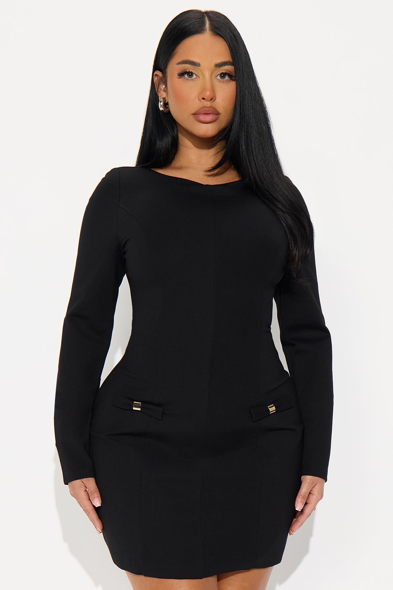Dressed In Confidence Long Sleeve Mini Dress - Black image 4
