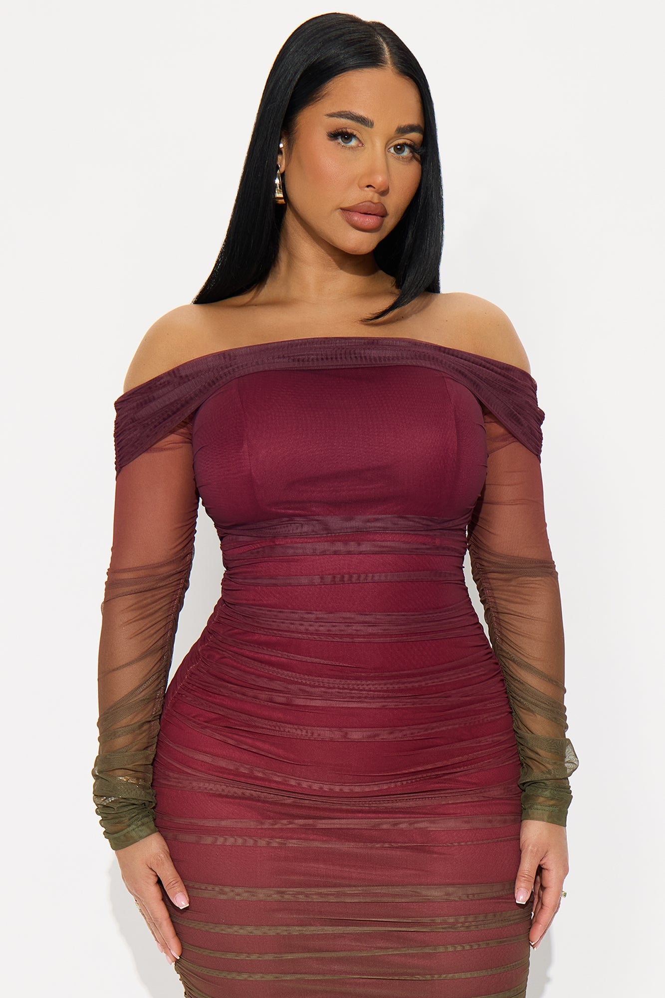 Find Me Ombre Mesh Maxi Dress - Plum image 2