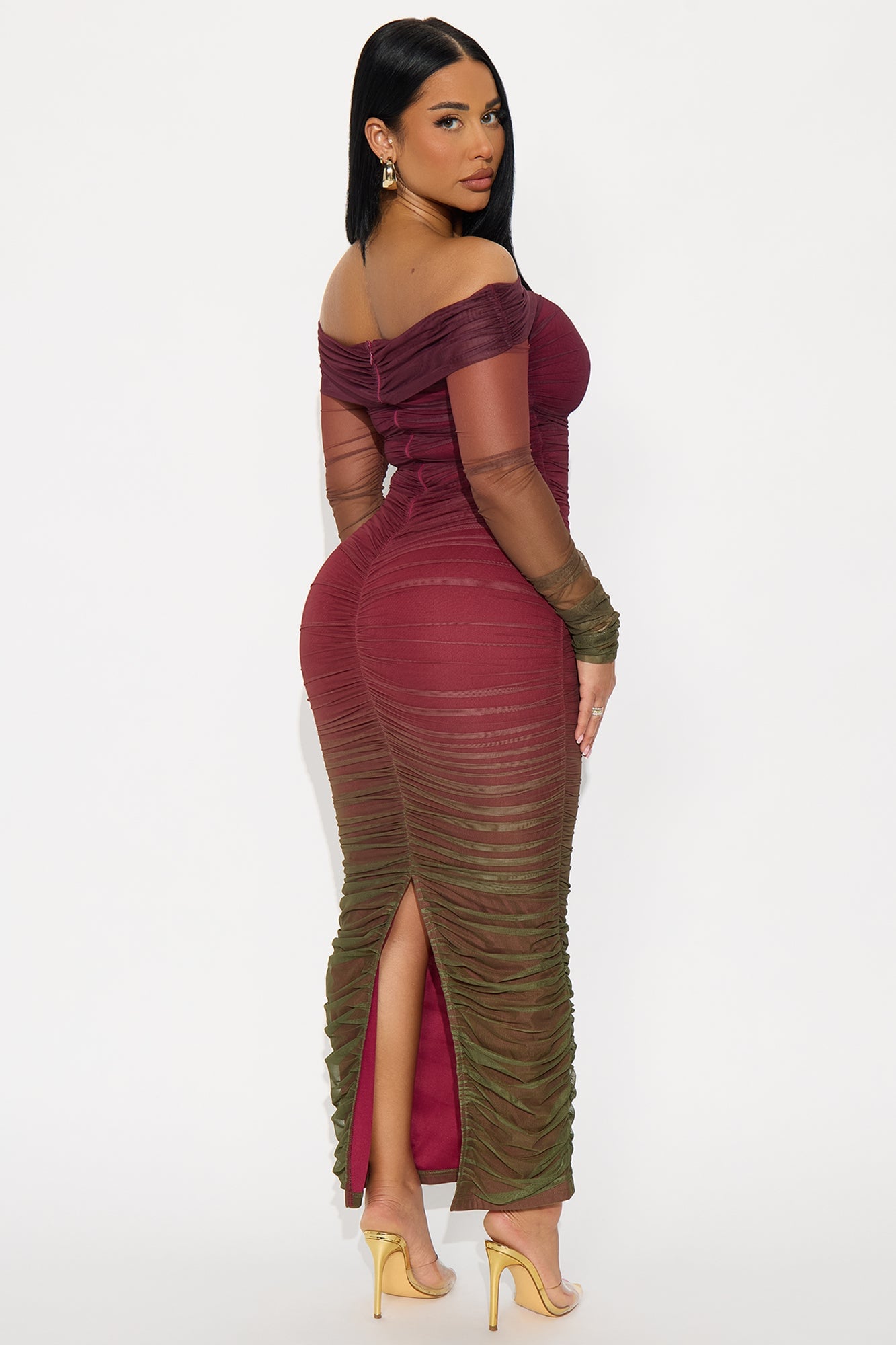 Find Me Ombre Mesh Maxi Dress - Plum image 3