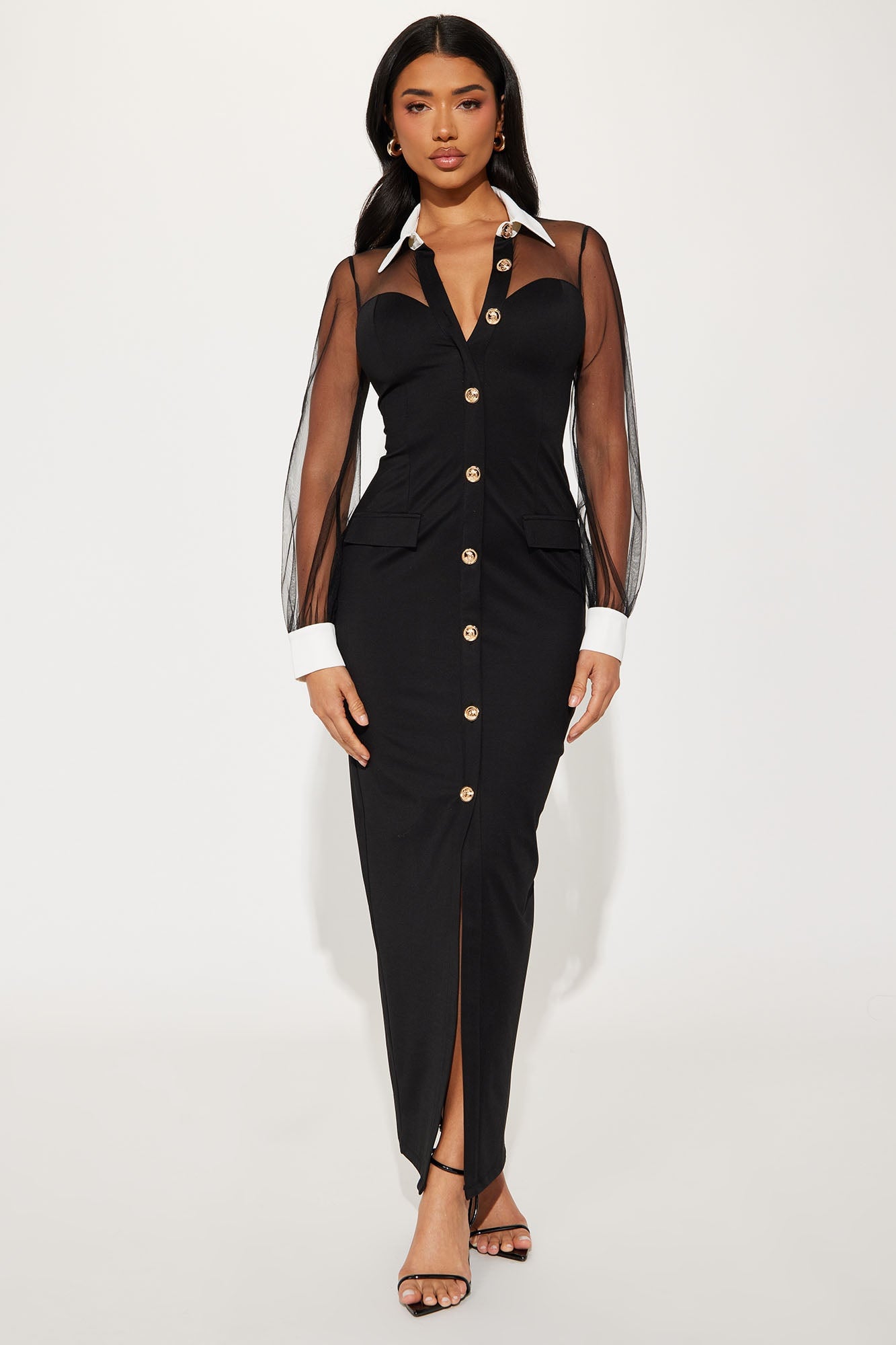 Lisa Button Up Maxi Dress - Black image 4