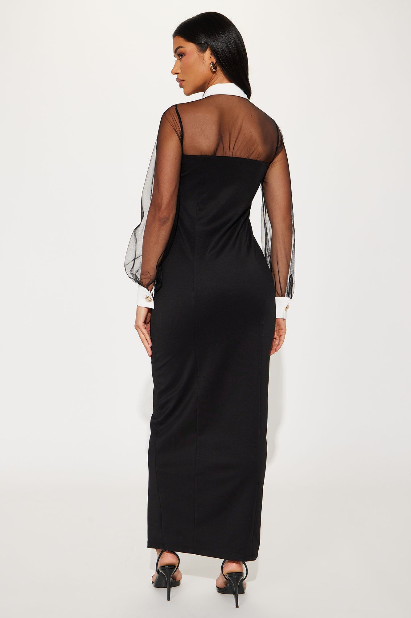 Lisa Button Up Maxi Dress - Black image 6