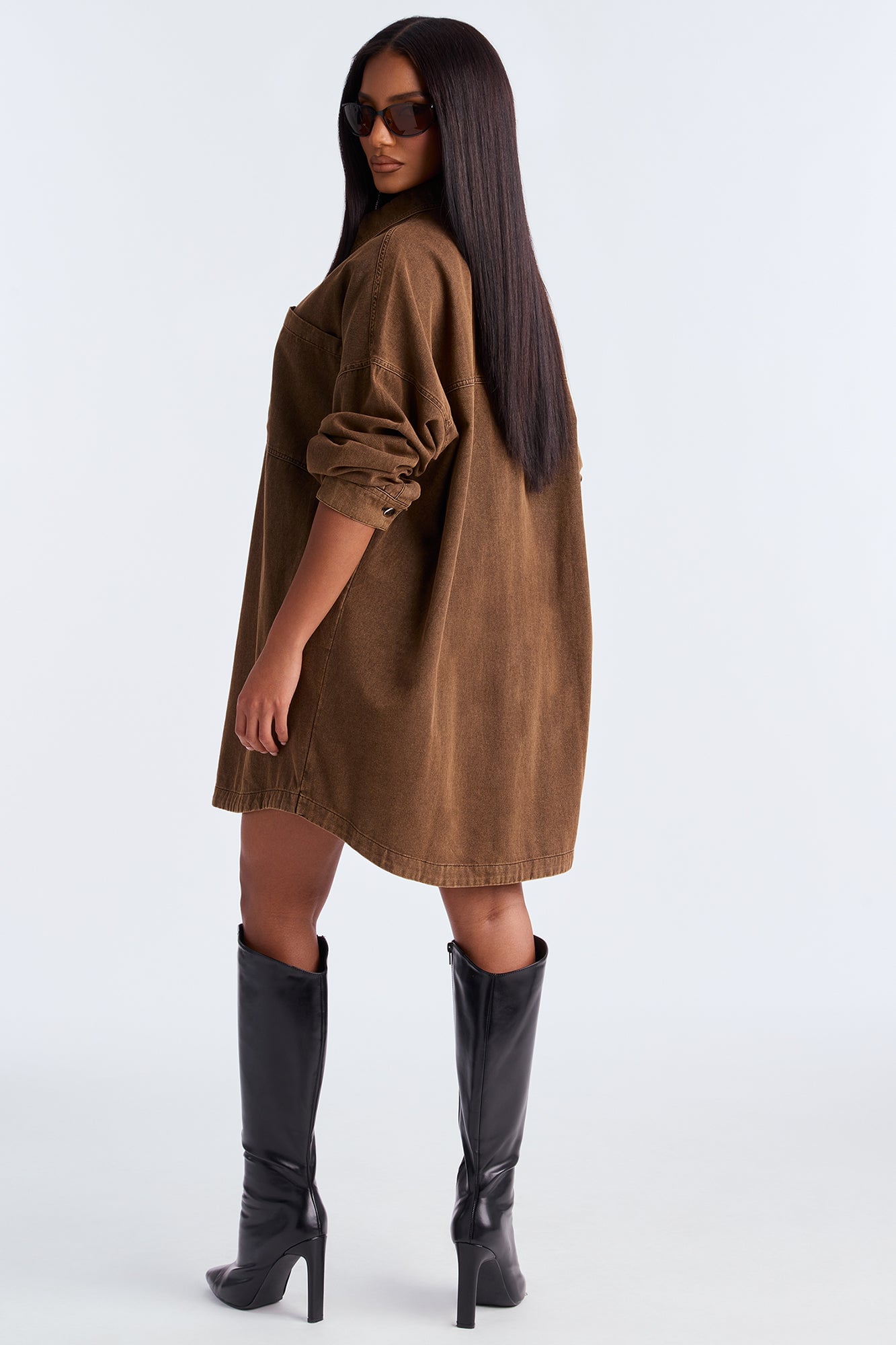 Betsy Denim Shirt Mini Dress - Taupe image 7