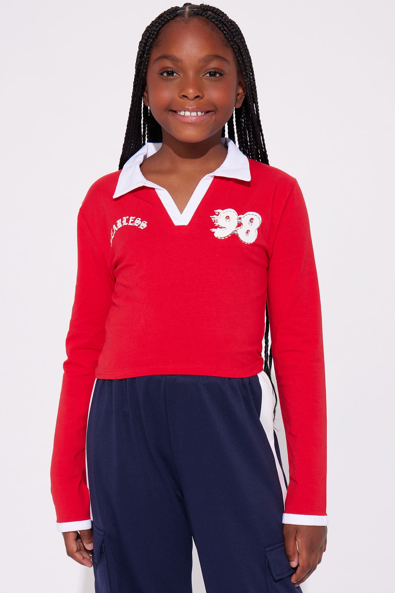 Mini Fearless 98 Front/Back Long Sleeve Polo Shirt - Red image 2