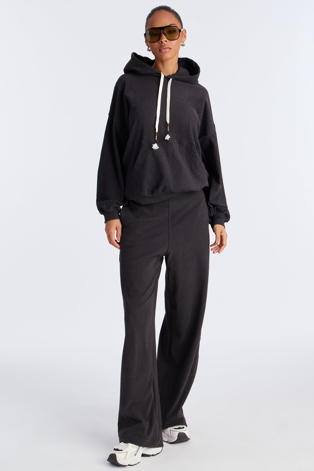 Allie Butter Ribbed Lounge Hoodie - Black image 2