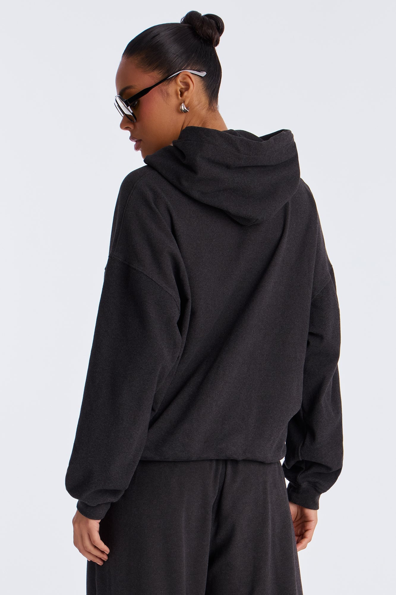 Allie Butter Ribbed Lounge Hoodie - Black image 3