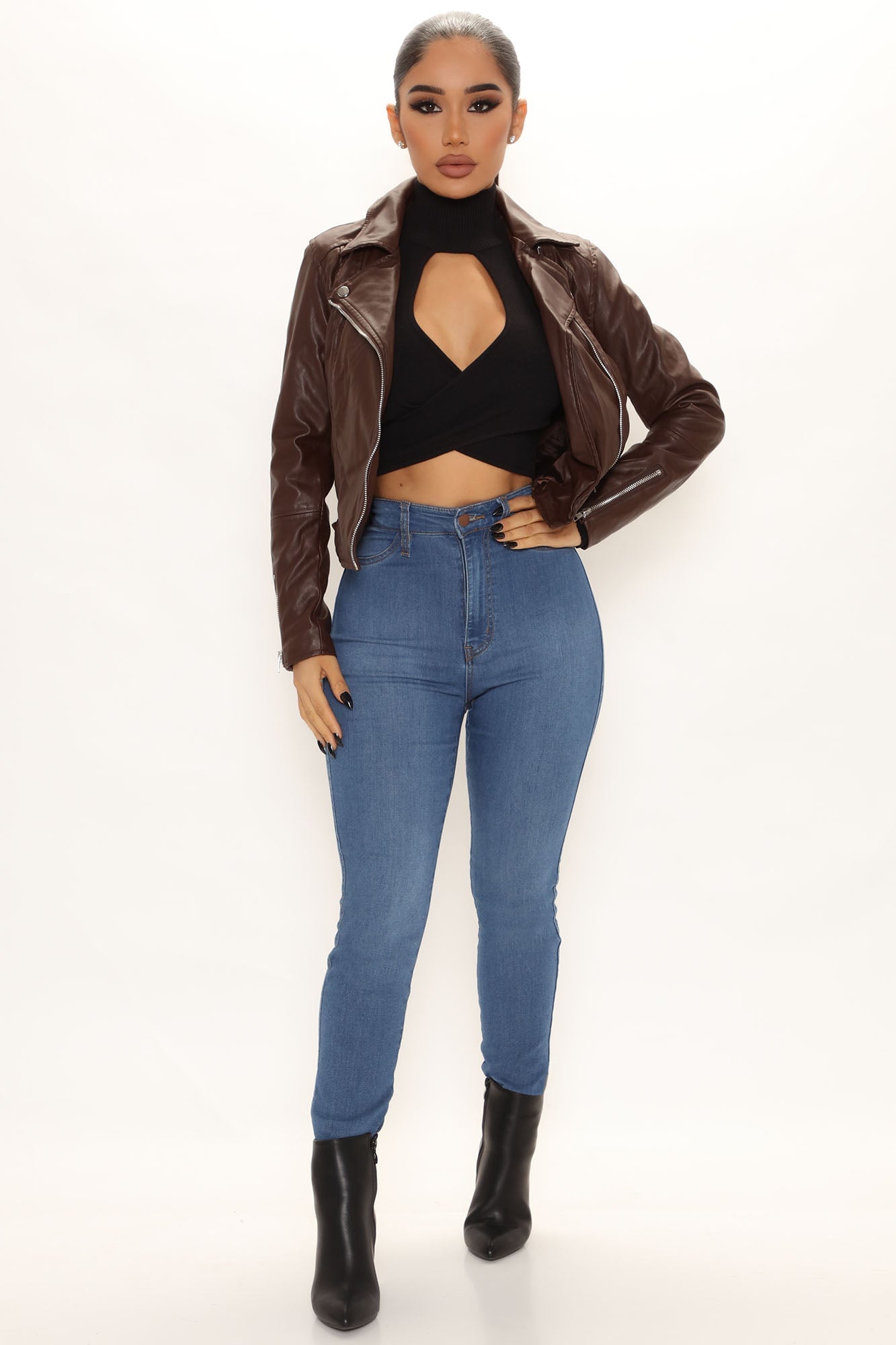 Never Average Moto Jacket - Brown image 5
