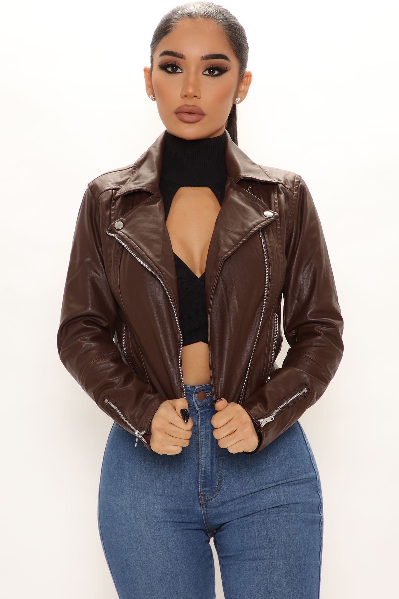 Never Average Moto Jacket - Brown image 4