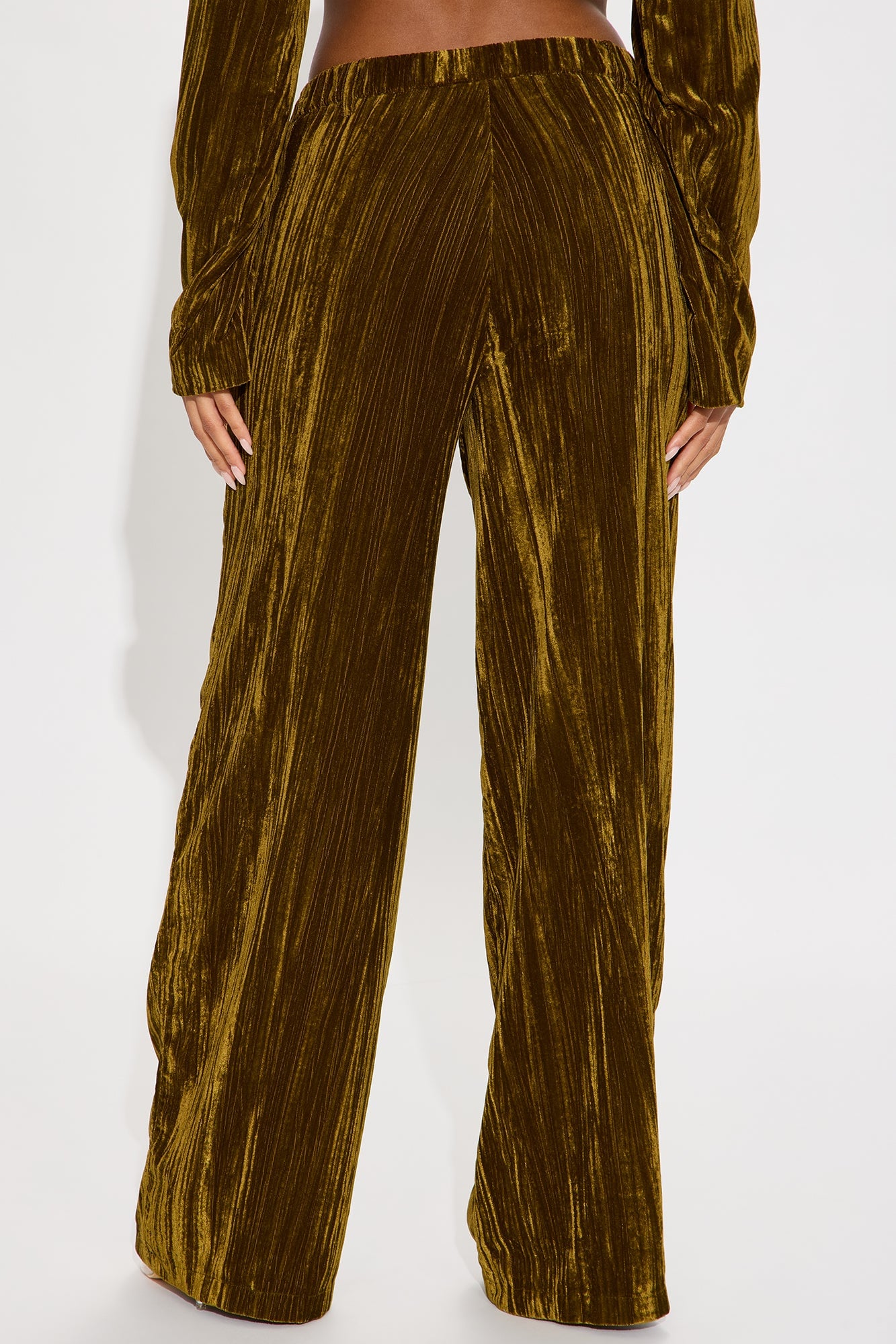 Keep You Wondering Velvet Wide Leg Pant 32 - Olive image 3