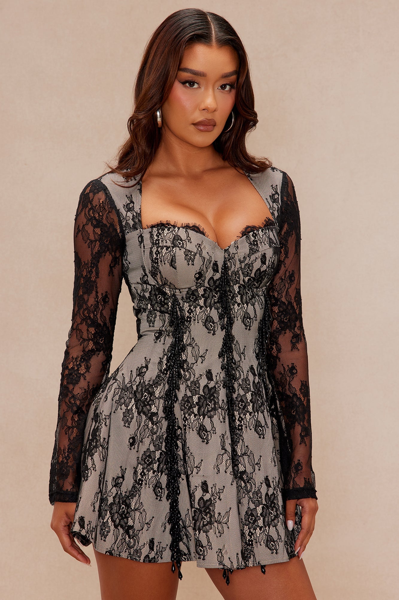 Elizabeth Lace Mini Dress - Black image 1