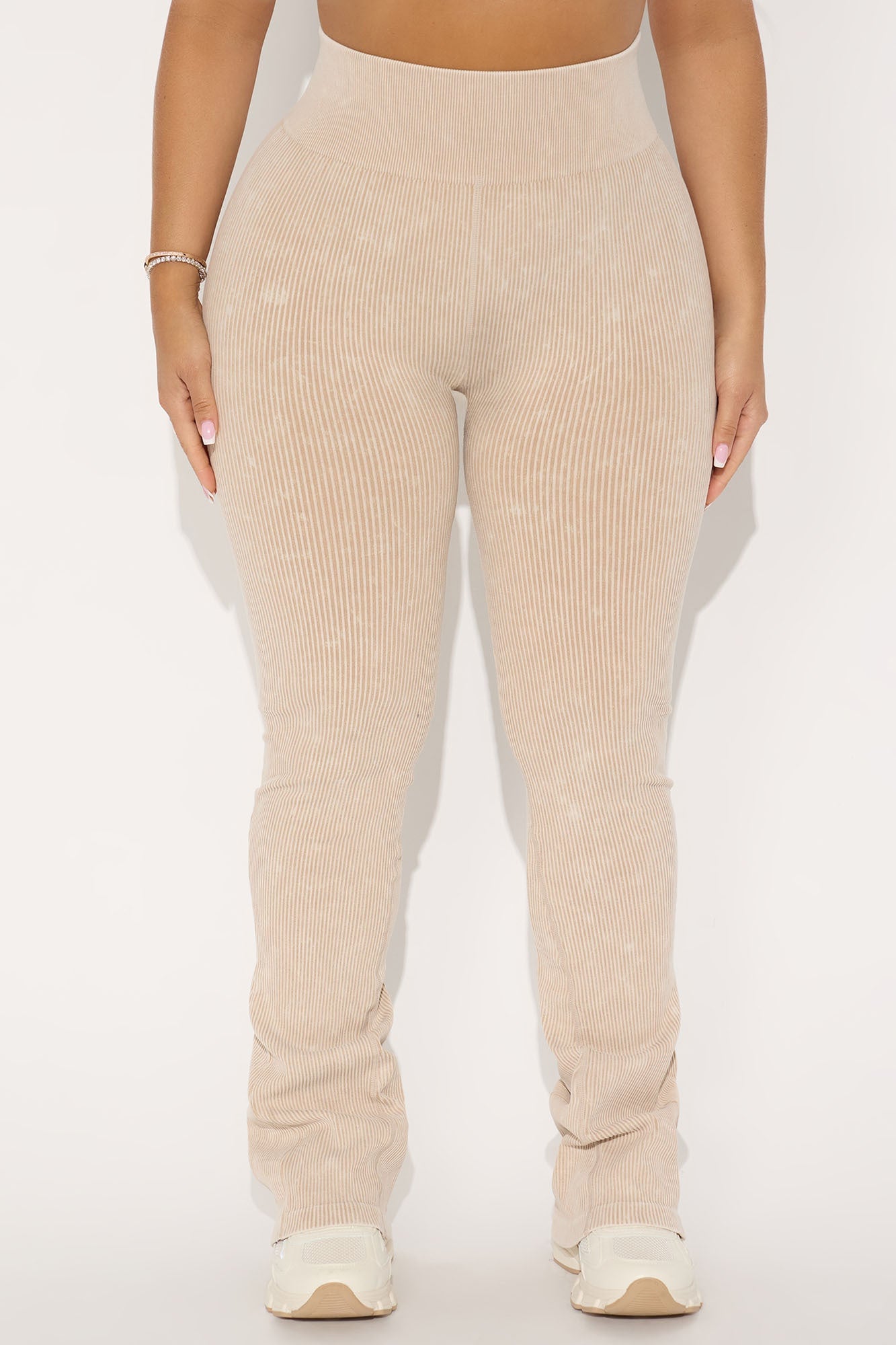 Mia Ribbed Seamless Flare Pant - Tan image 2