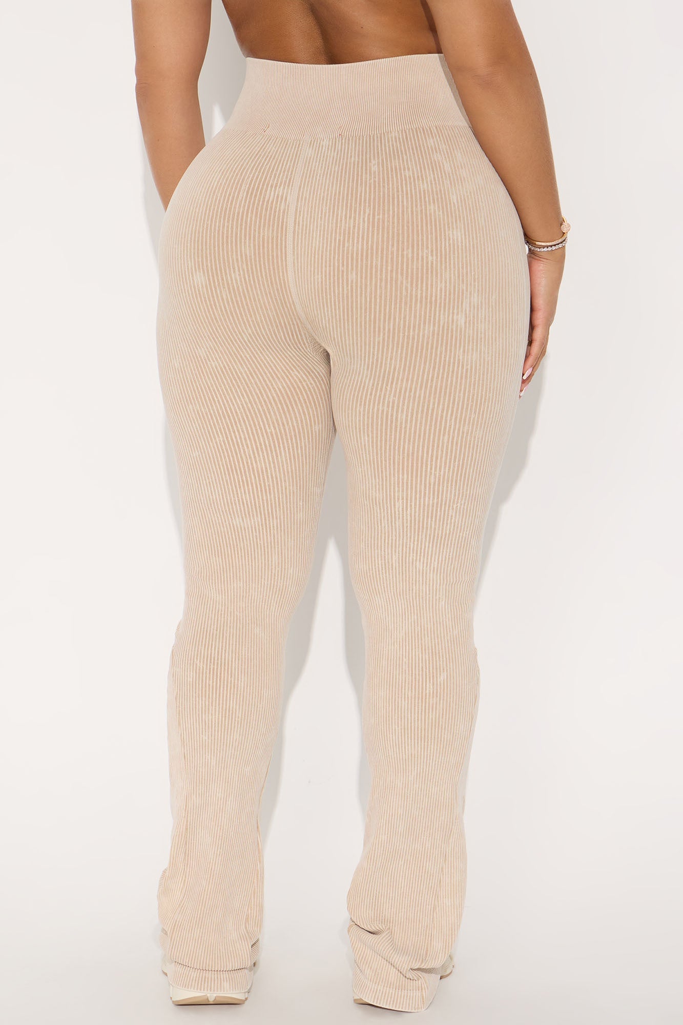 Mia Ribbed Seamless Flare Pant - Tan image 3