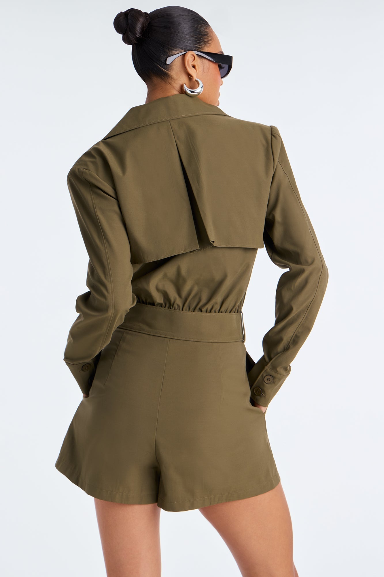 New Season Trench Belted Romper - Olive image 4
