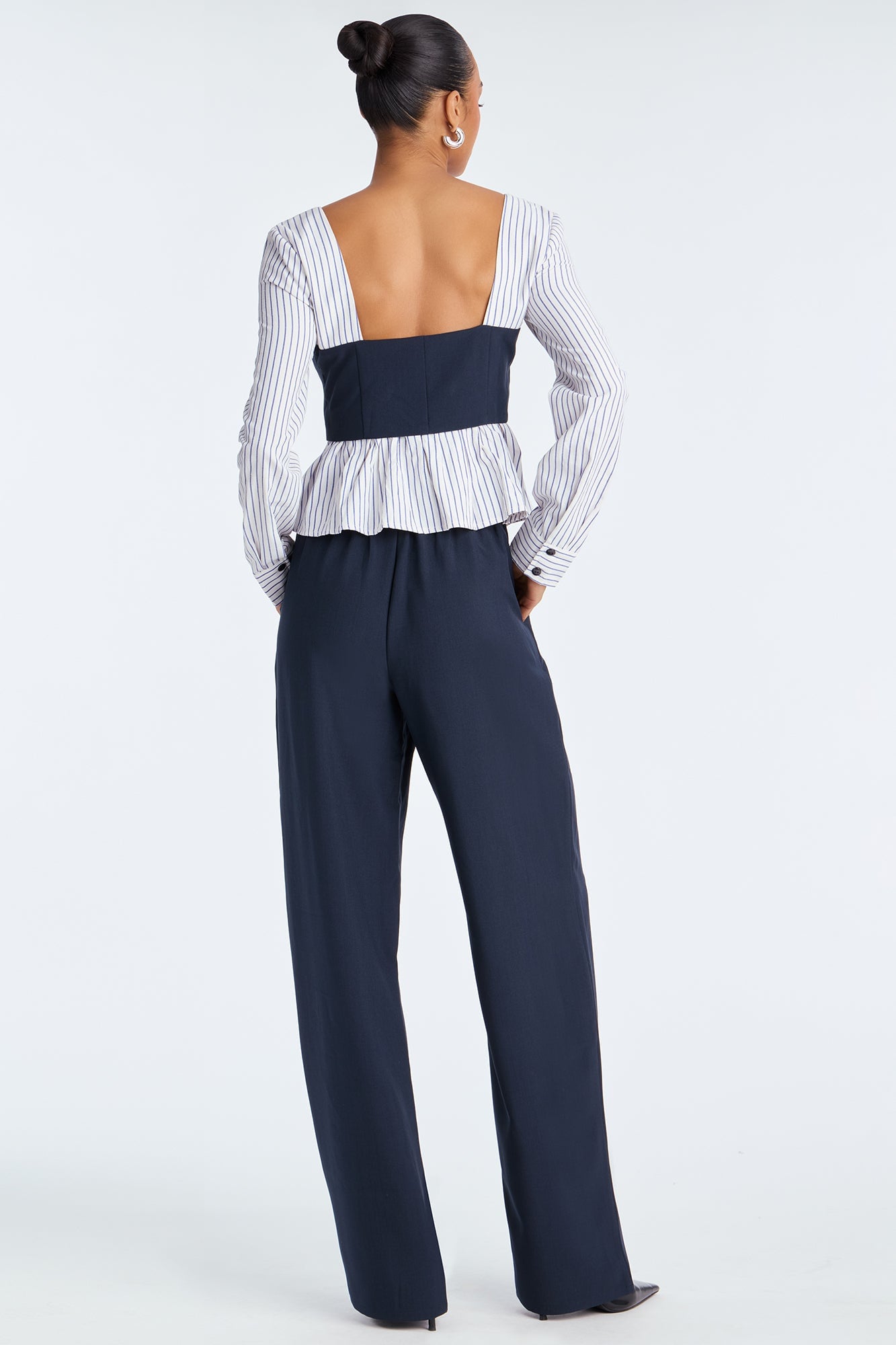 Nina Pinstripe Wide Leg Pant Set - Navy image 7