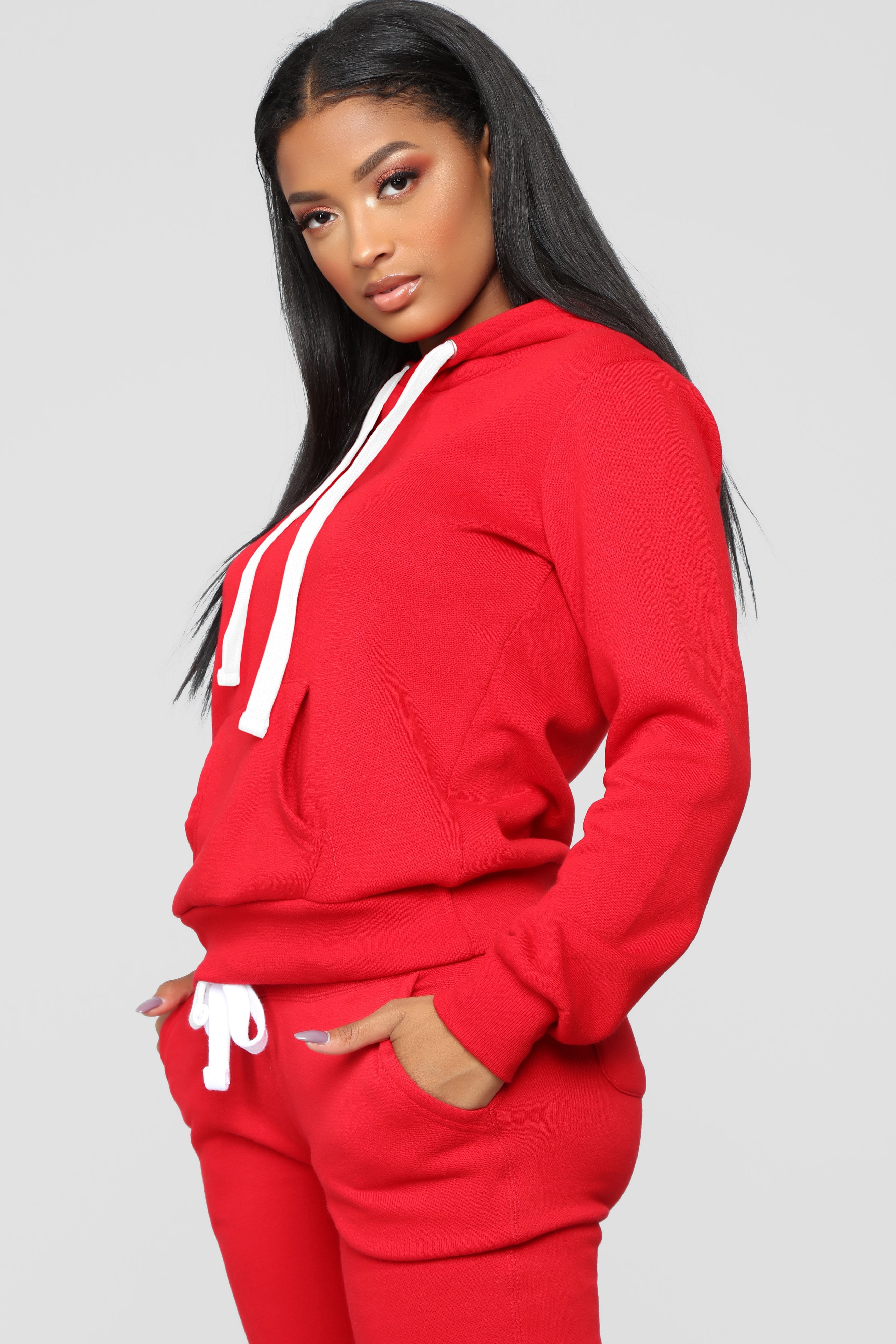 Relaxed Vibe Solid Hoodie - Red image 8