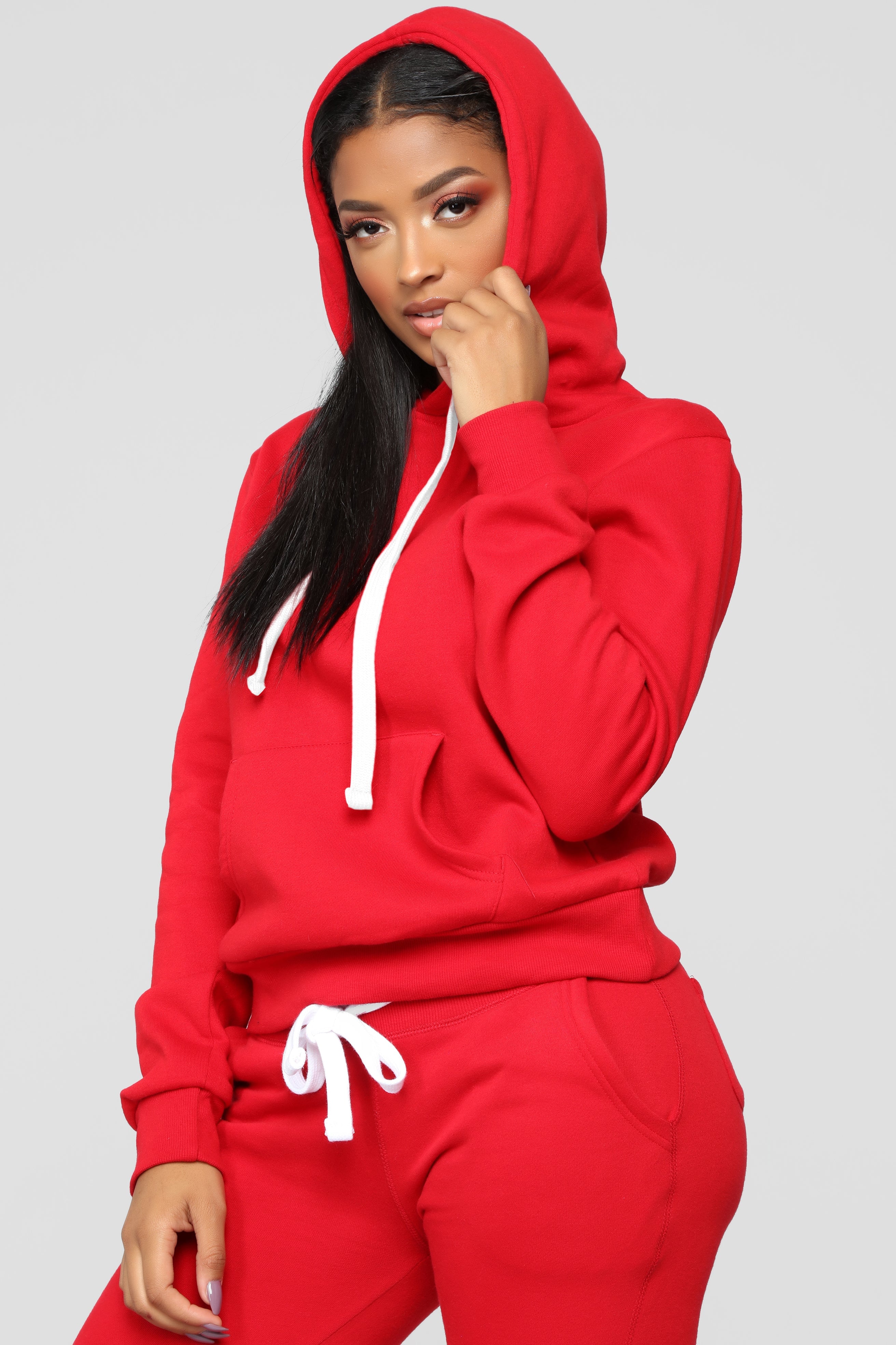 Relaxed Vibe Solid Hoodie - Red image 5