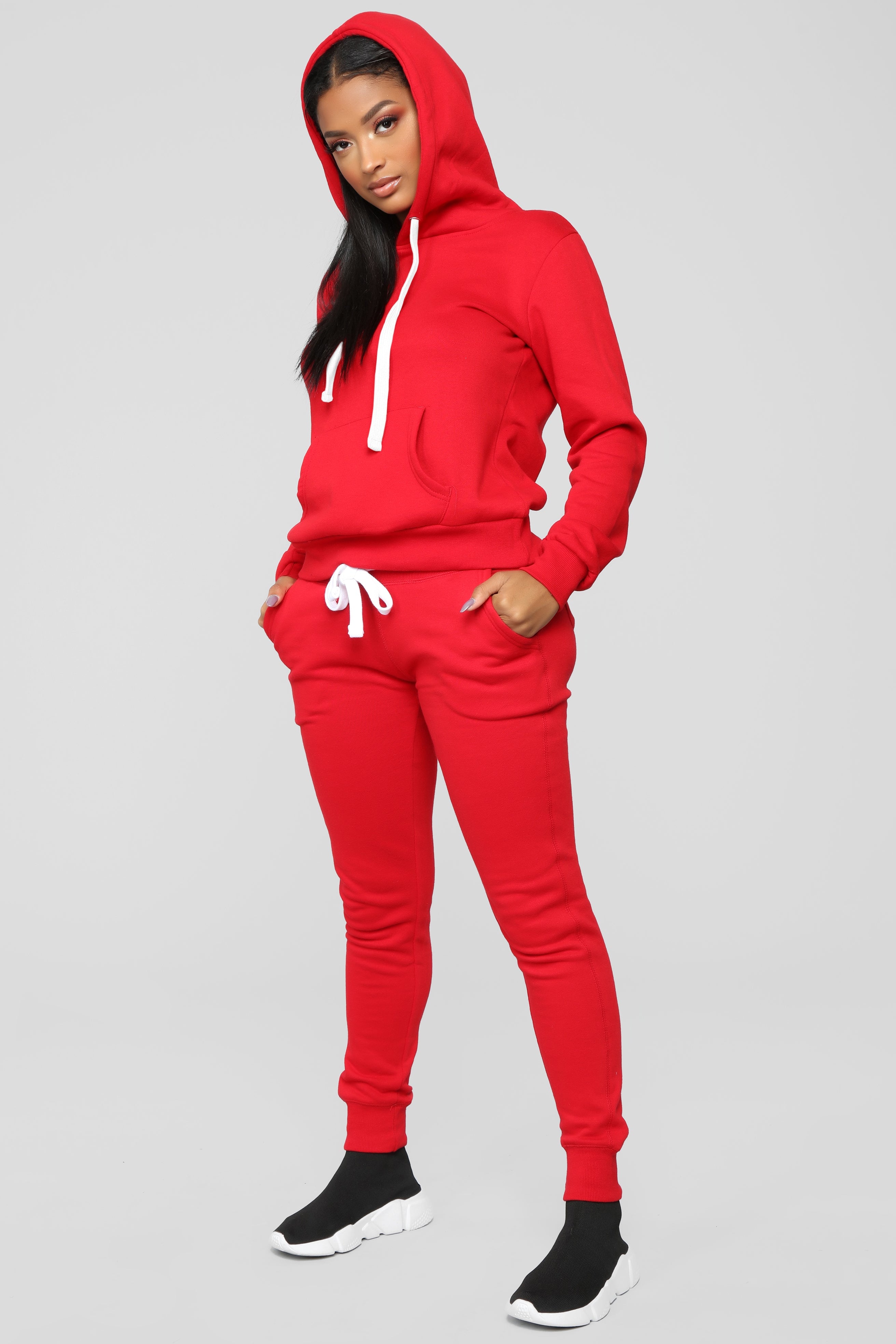 Relaxed Vibe Solid Hoodie - Red image 9