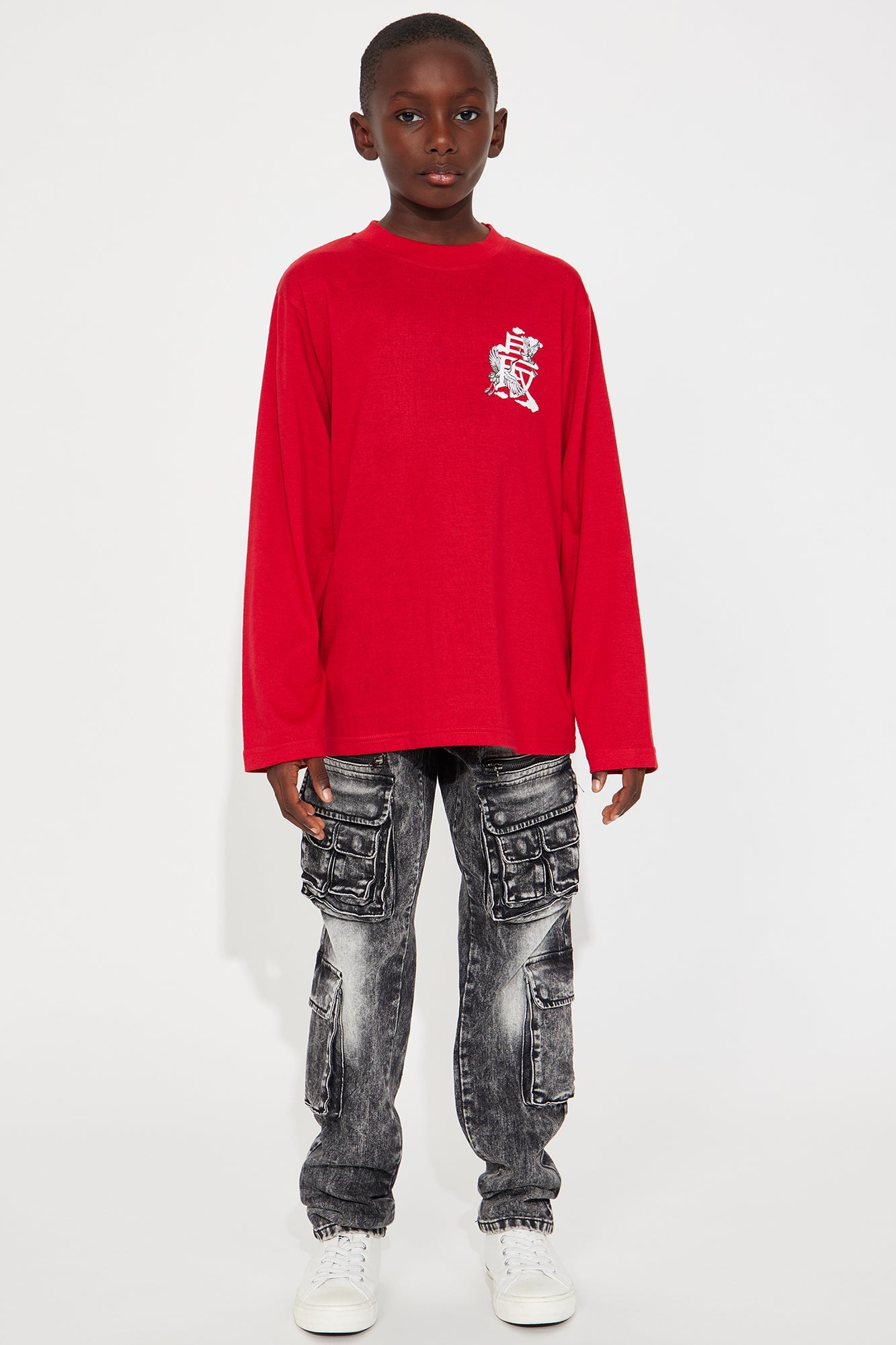 Mini Shizuaka Island Front/Back Long Sleeve Tee - Red image 4