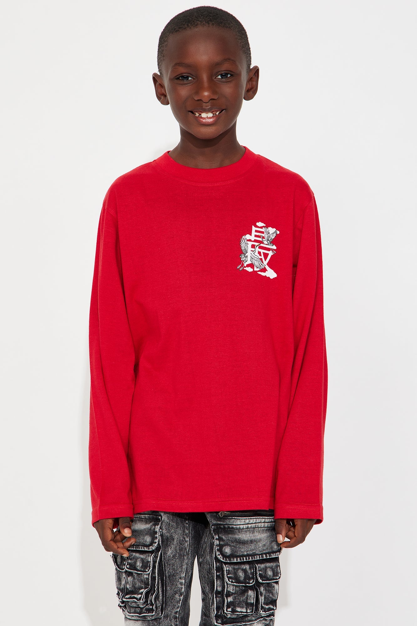 Mini Shizuaka Island Front/Back Long Sleeve Tee - Red image 2