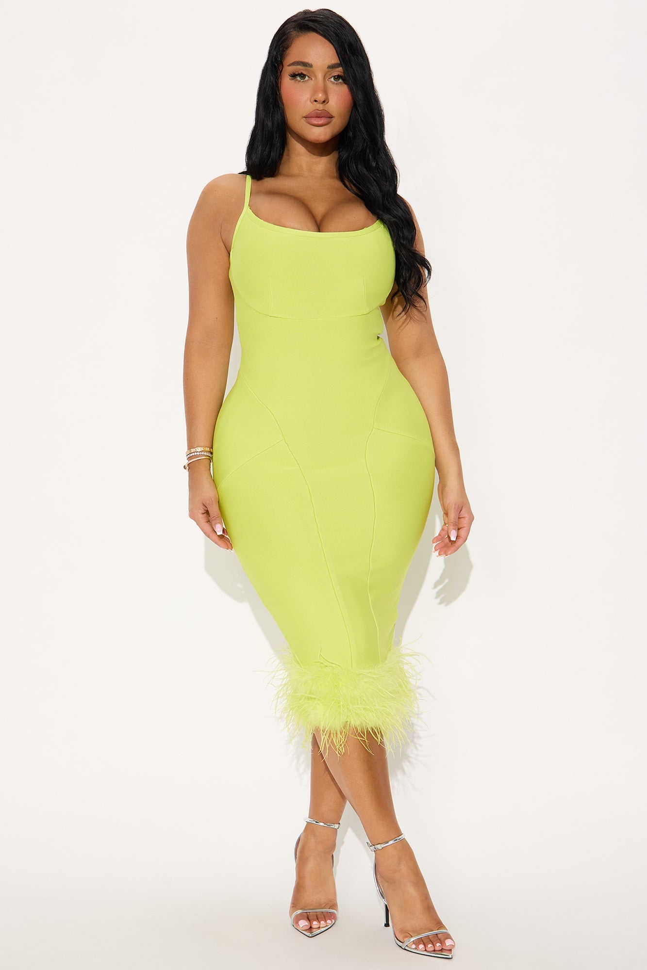 Cute Fur You Bandage Midi Dress - Lime image 4