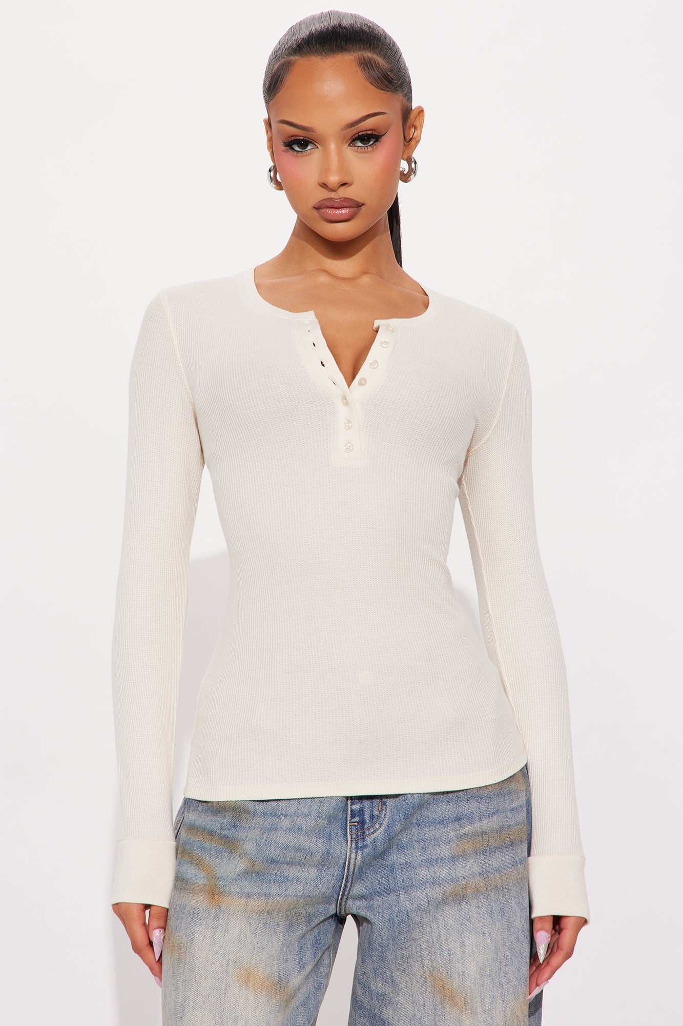 Sophie Henley Long Sleeve Thermal Top - Ivory image 1