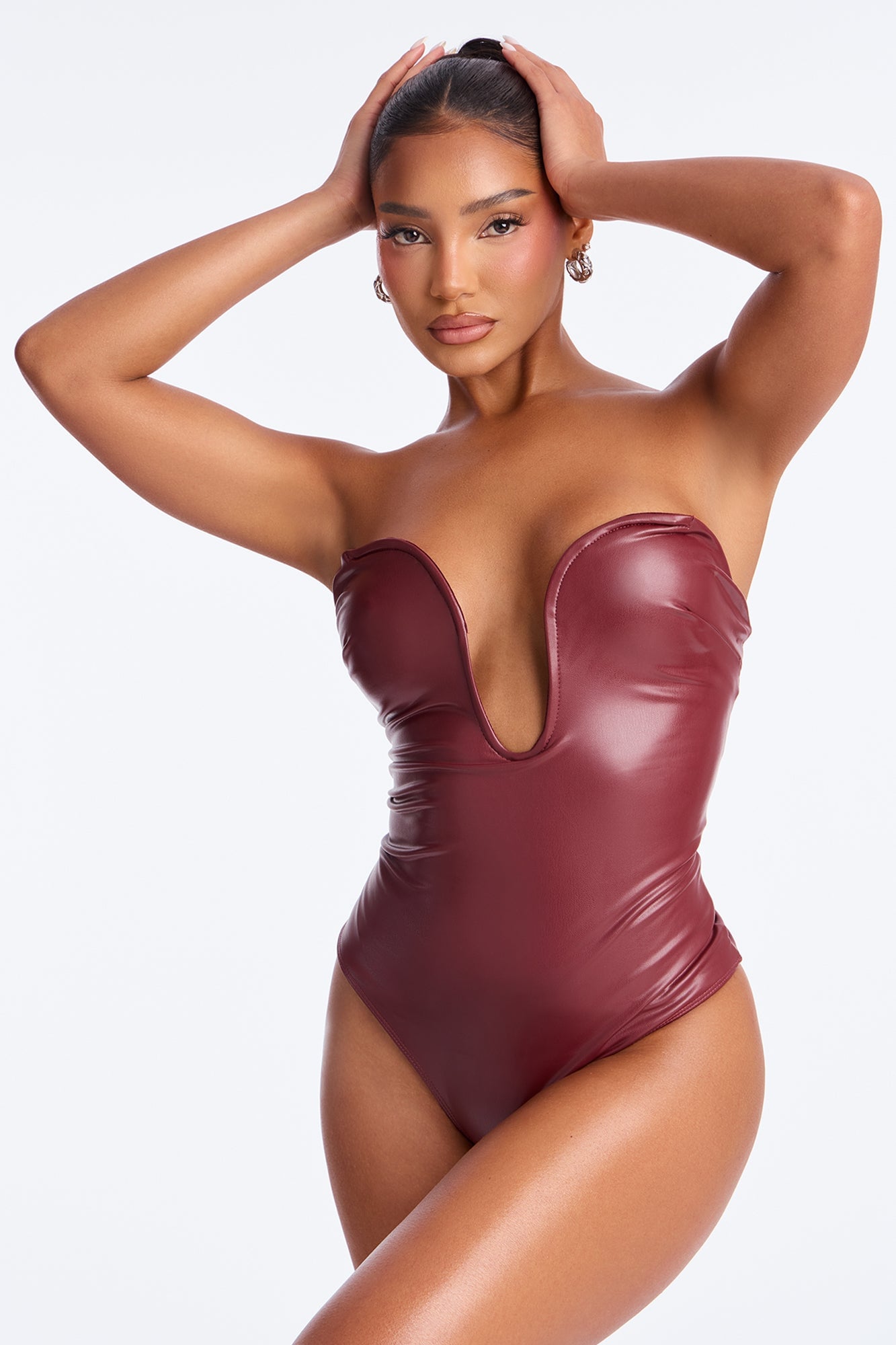 Love From Italy Faux Leather Corset - Wine image 5