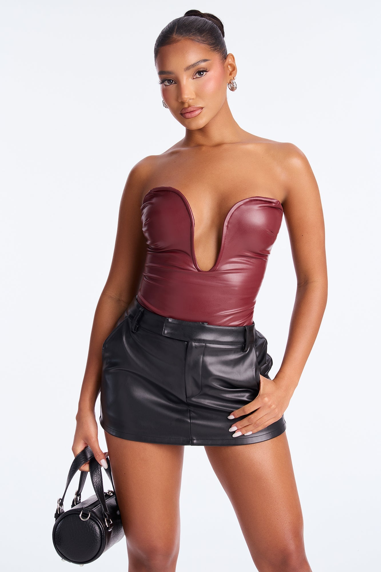 Love From Italy Faux Leather Corset - Wine image 7