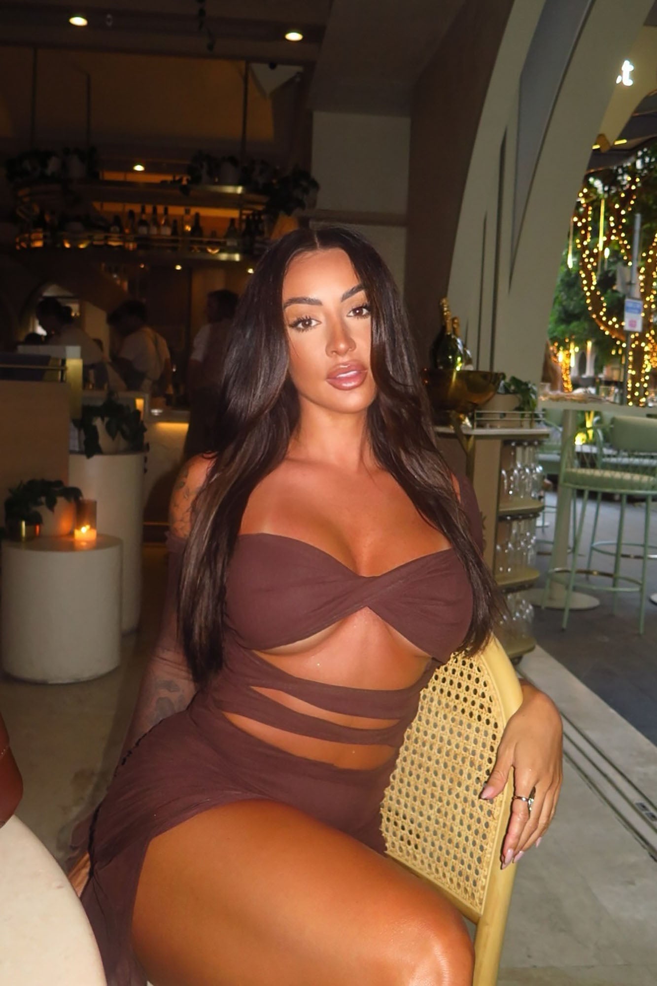 Michelle Mesh Mini Dress - Chocolate image 7