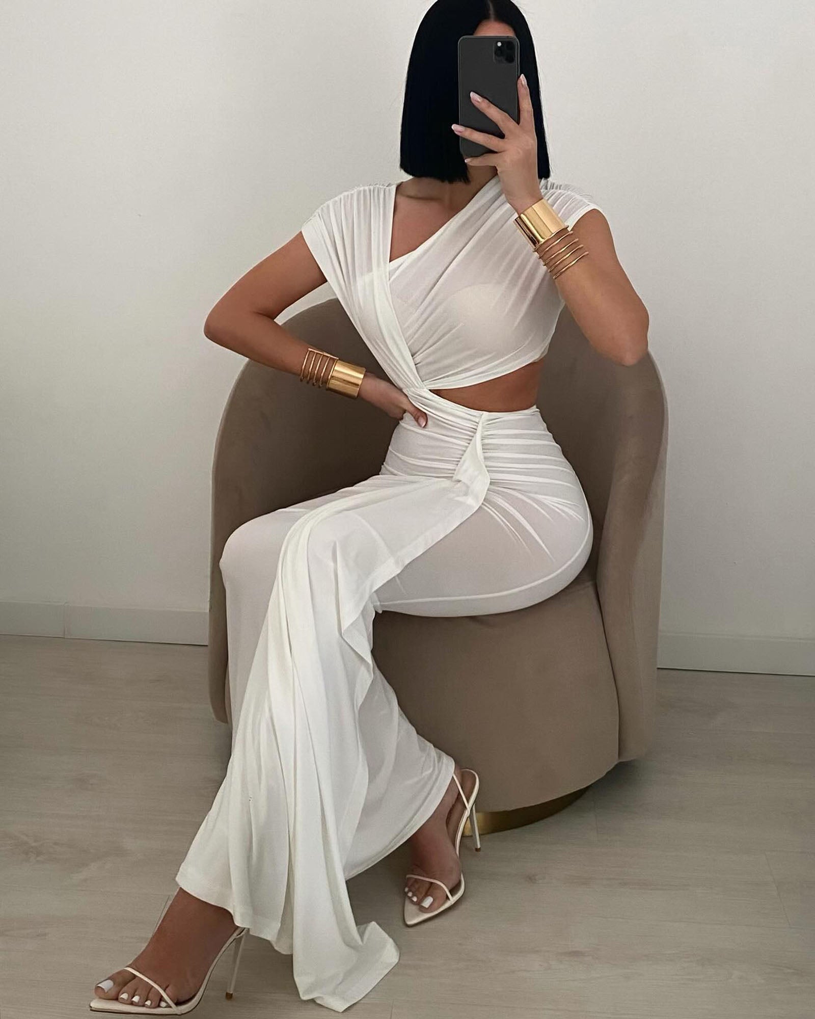 Aria Cut Out Maxi Dress - White image 9