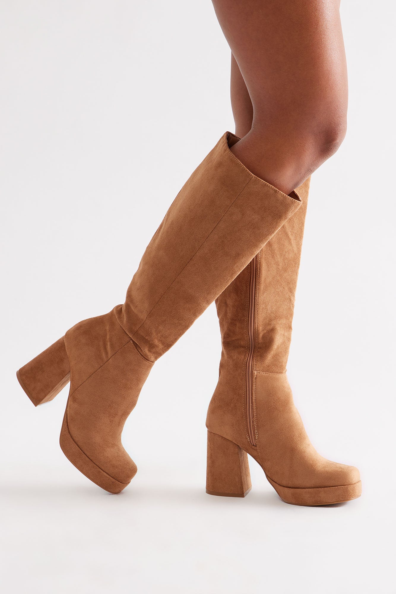 Fauna Faux Suede Boots - Camel image 3