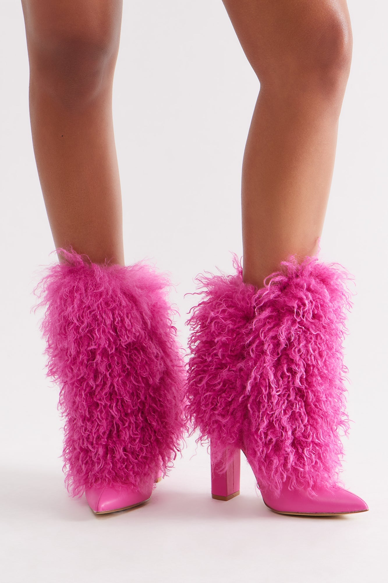 Falls Faux Fur Overlay Booties - Pink image 4