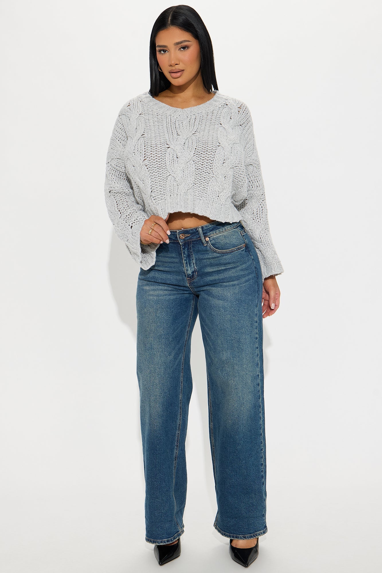 From The Archives Cable Knit Sweater - Grey image 5