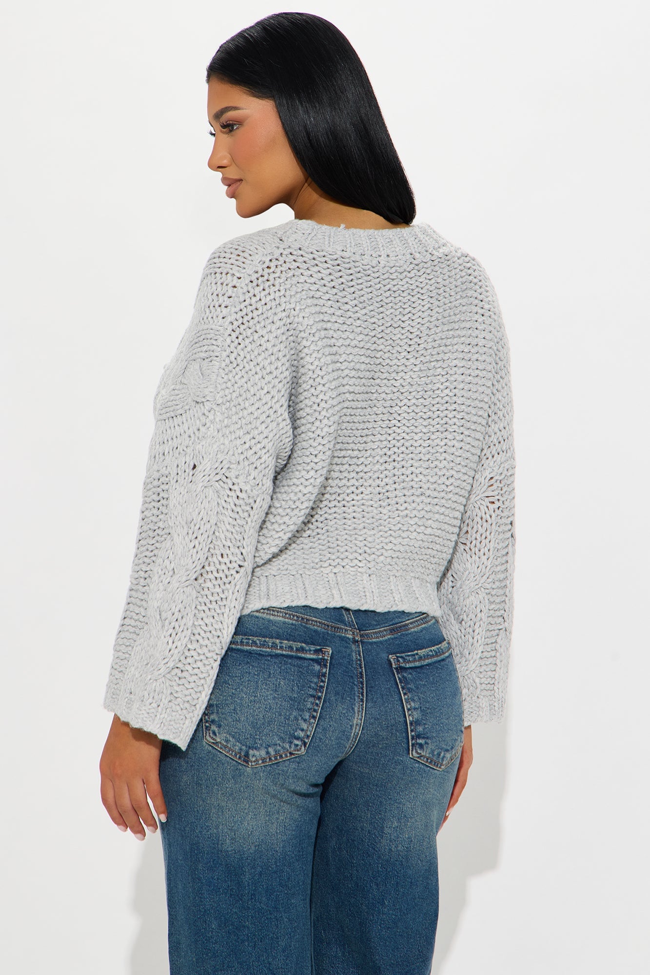 From The Archives Cable Knit Sweater - Grey image 6