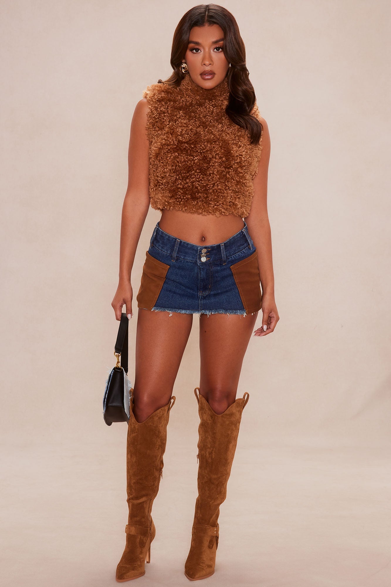 Iconic Sleeveless Fur Top - Camel image 6