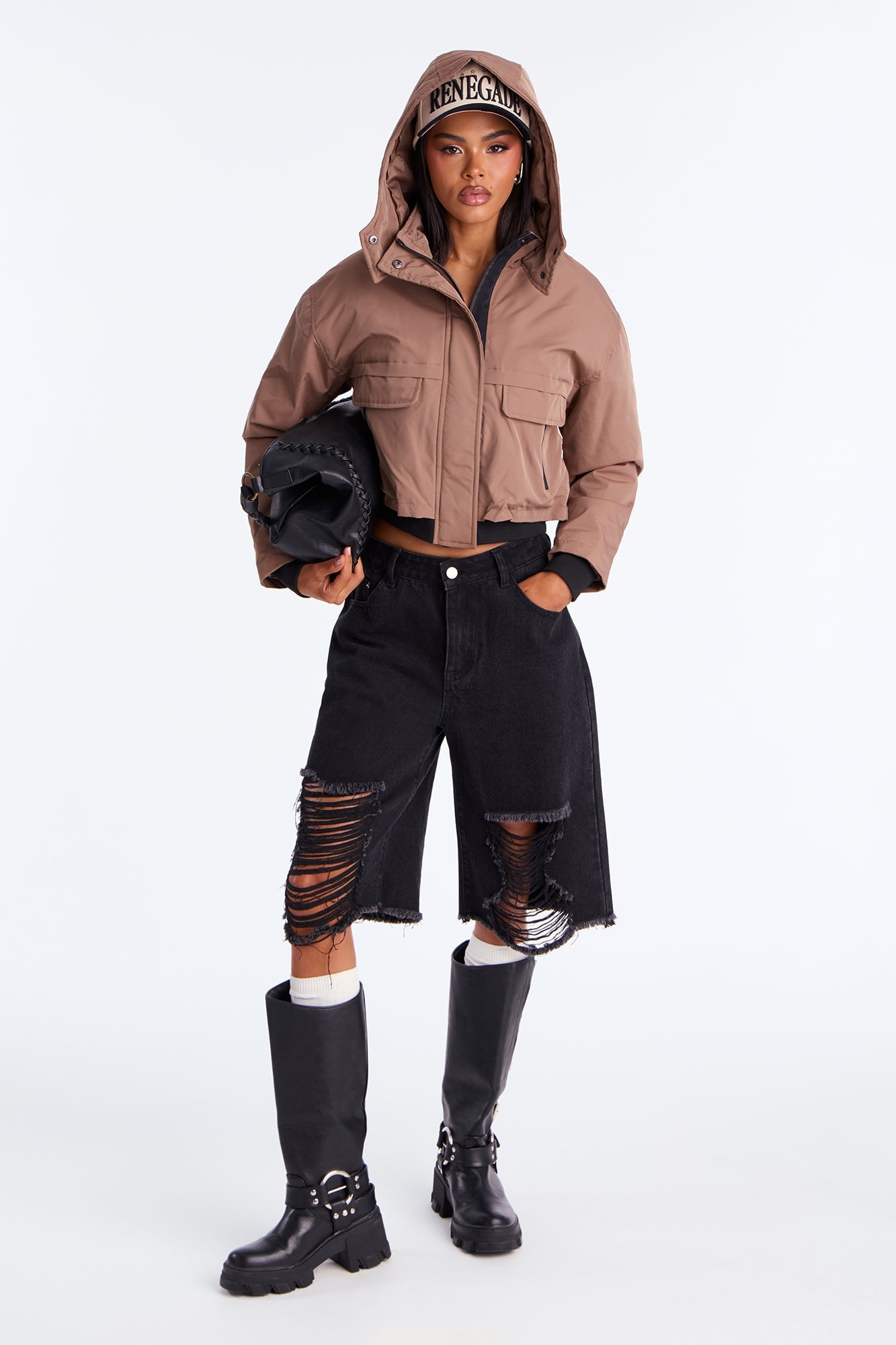 Chill Flex Hooded Nylon Puffer Jacket - Brown image 2