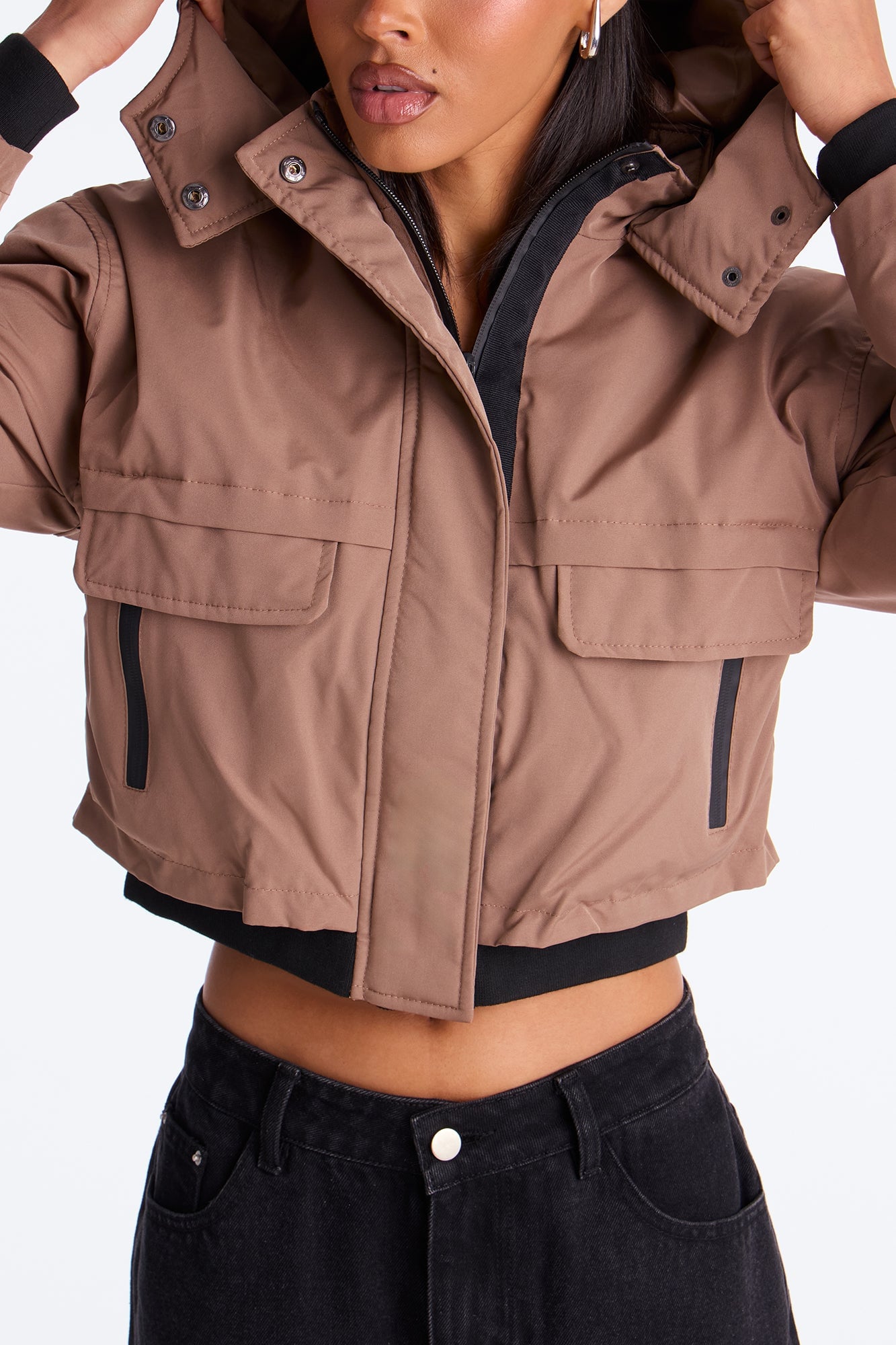 Chill Flex Hooded Nylon Puffer Jacket - Brown image 4