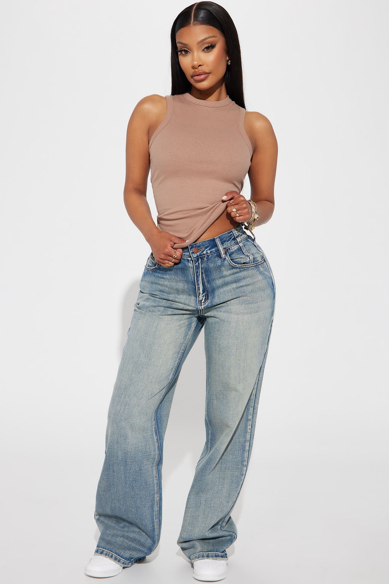 Ain't That Sweet Tinted Baggy Jeans - Light Wash image 1