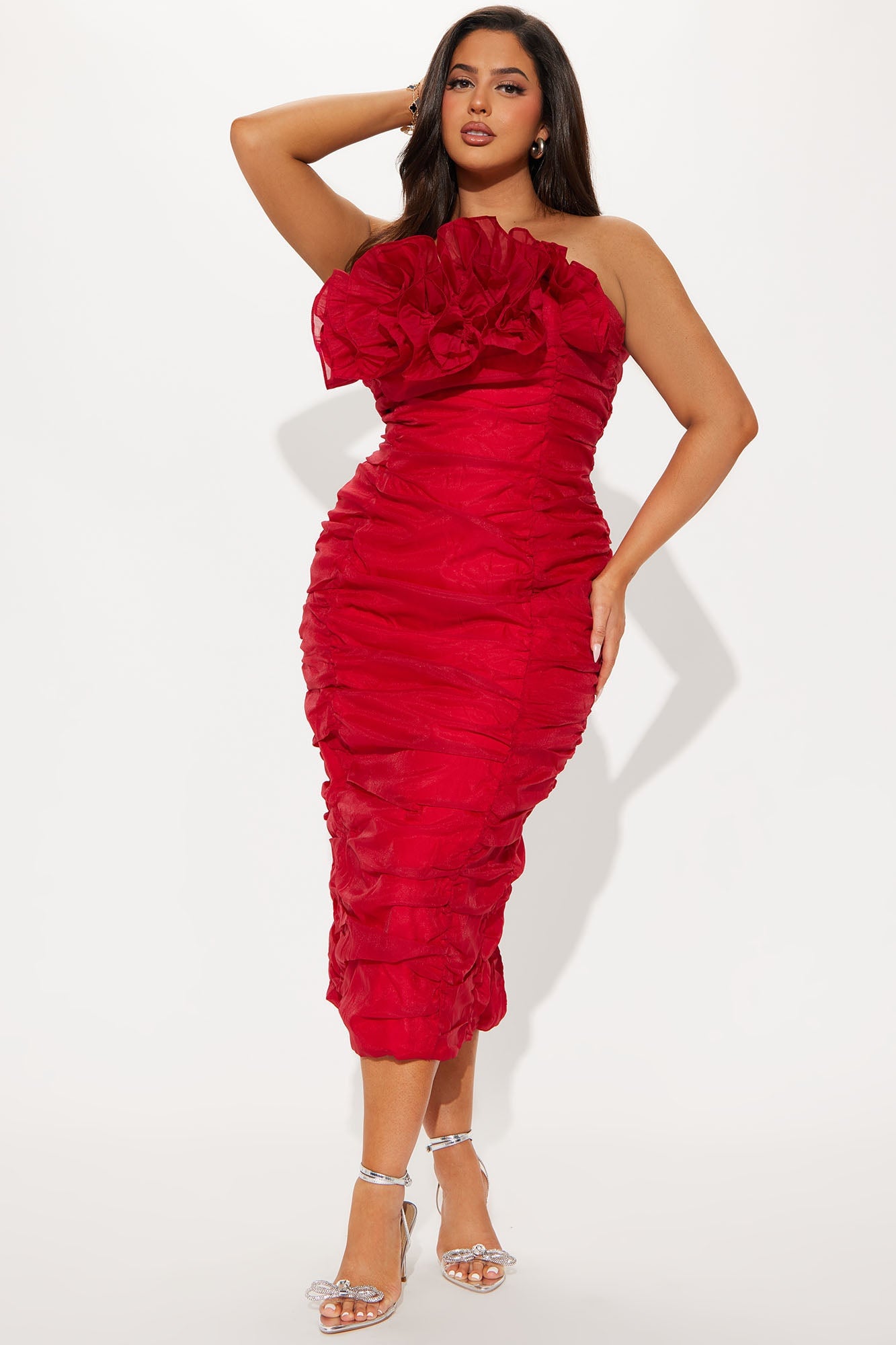 Call Me Queen Organza Midi Dress - Red image 1