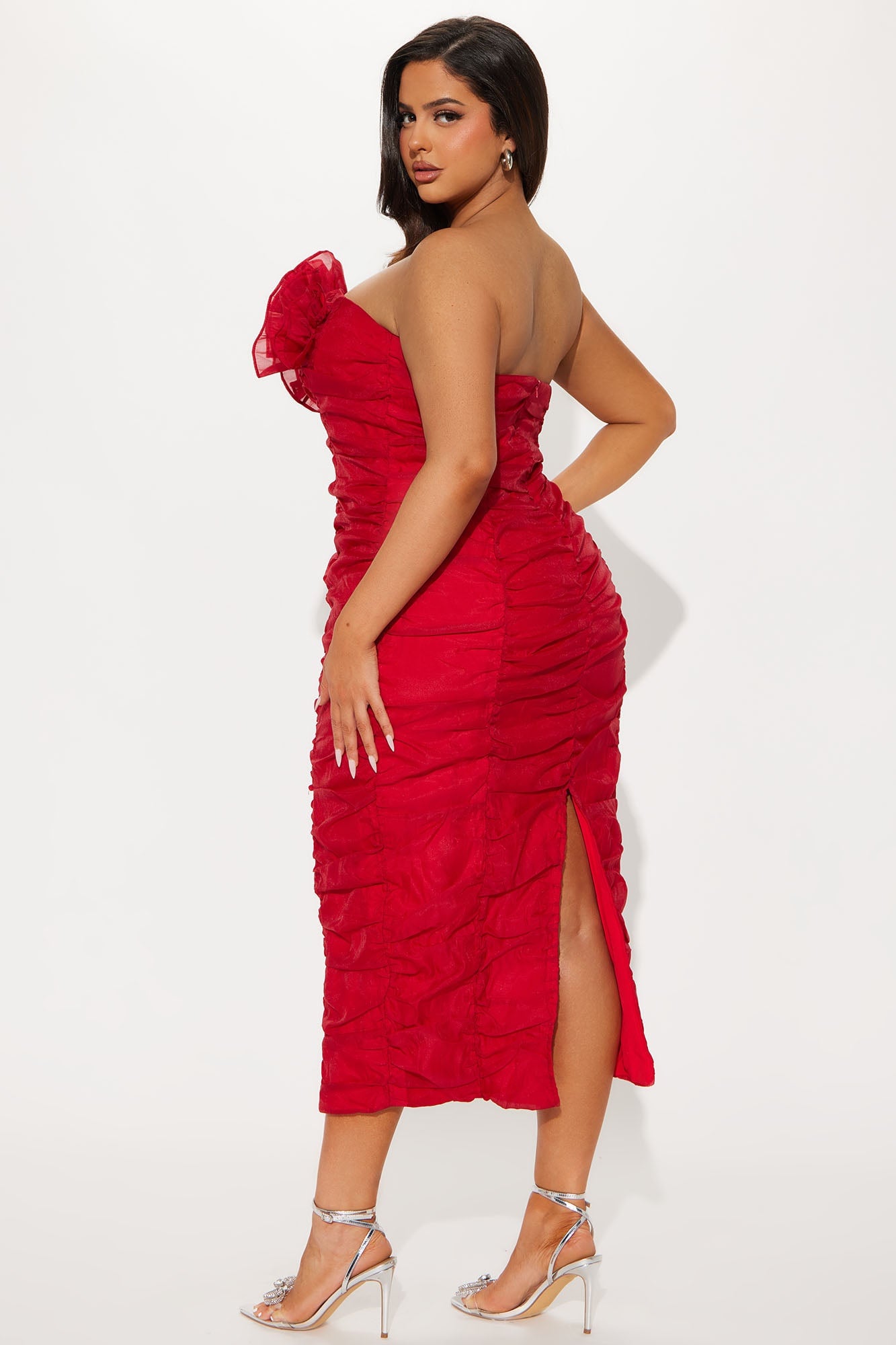 Call Me Queen Organza Midi Dress - Red image 3