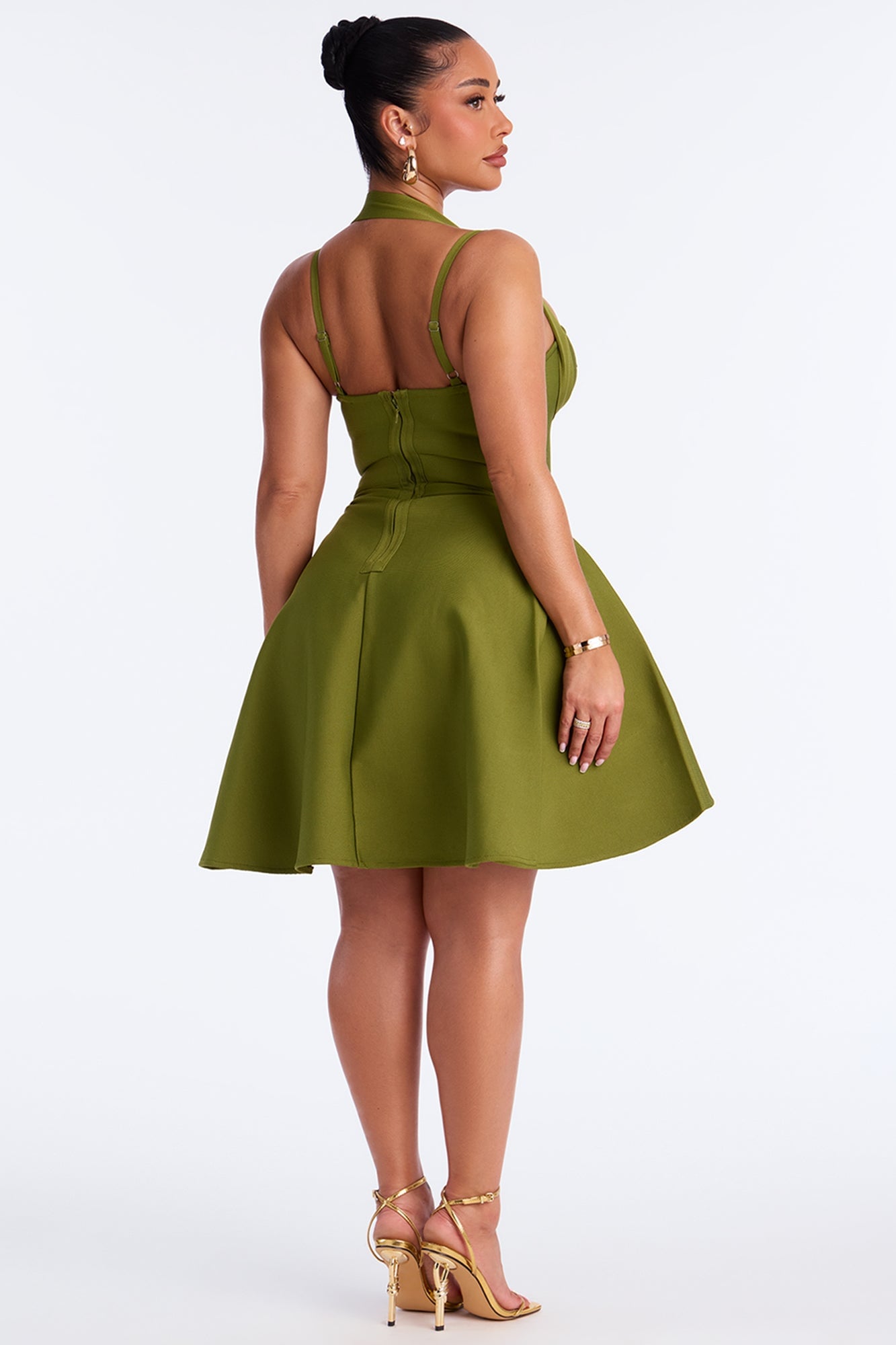 Alondra Asymmetrical Bandage Midi Dress - Olive image 7