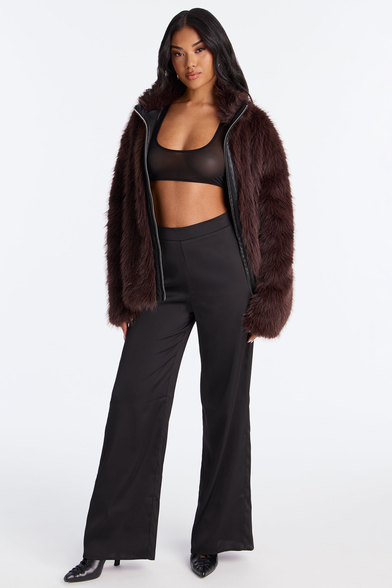 Claudia Satin Wide Leg Pant 32″ - Black image 4