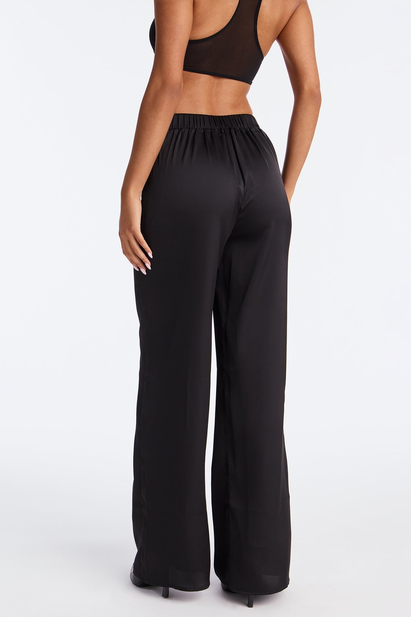 Claudia Satin Wide Leg Pant 32″ - Black image 7