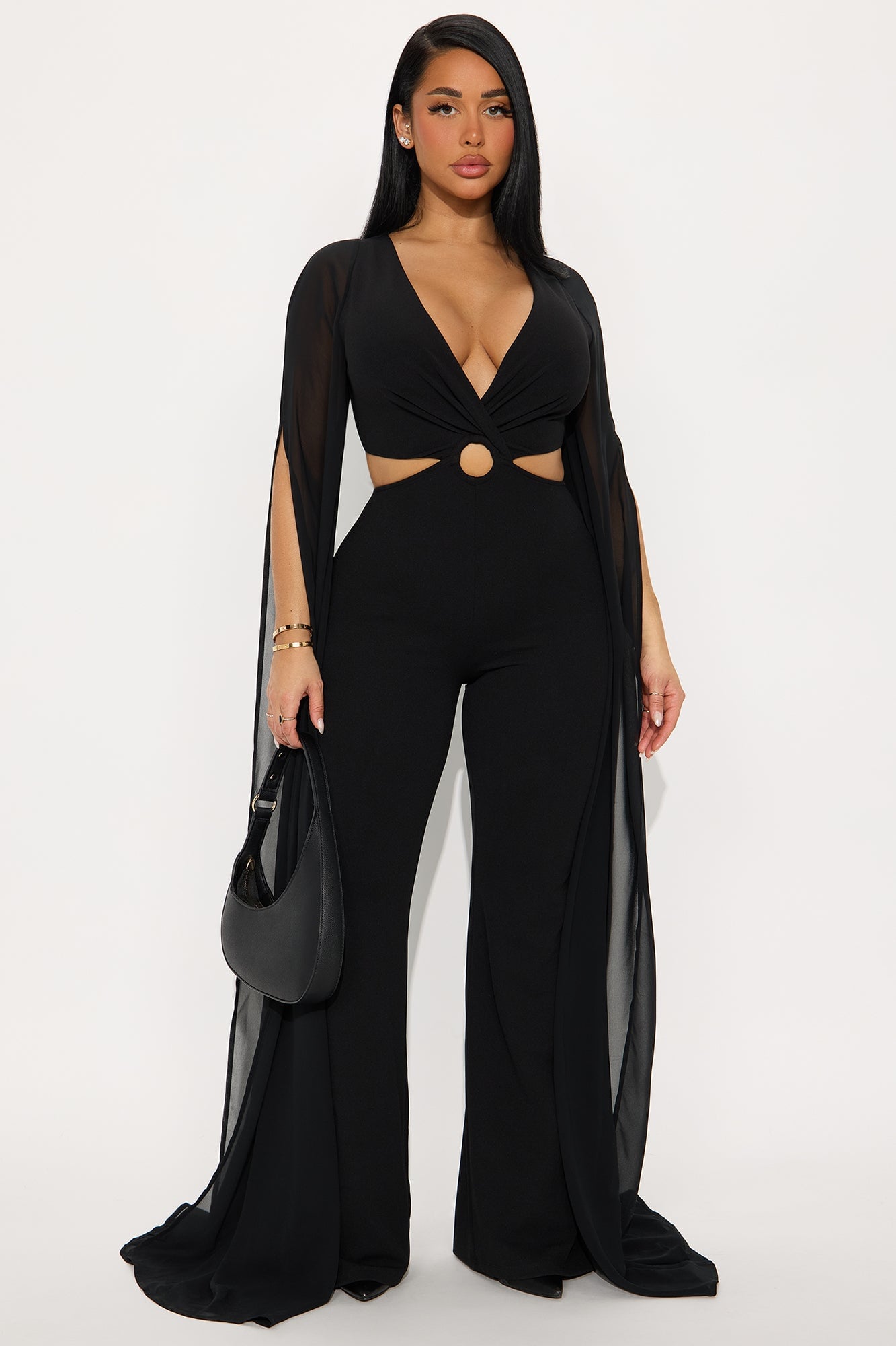 Gemma Draped Mesh Jumpsuit - Black image 4