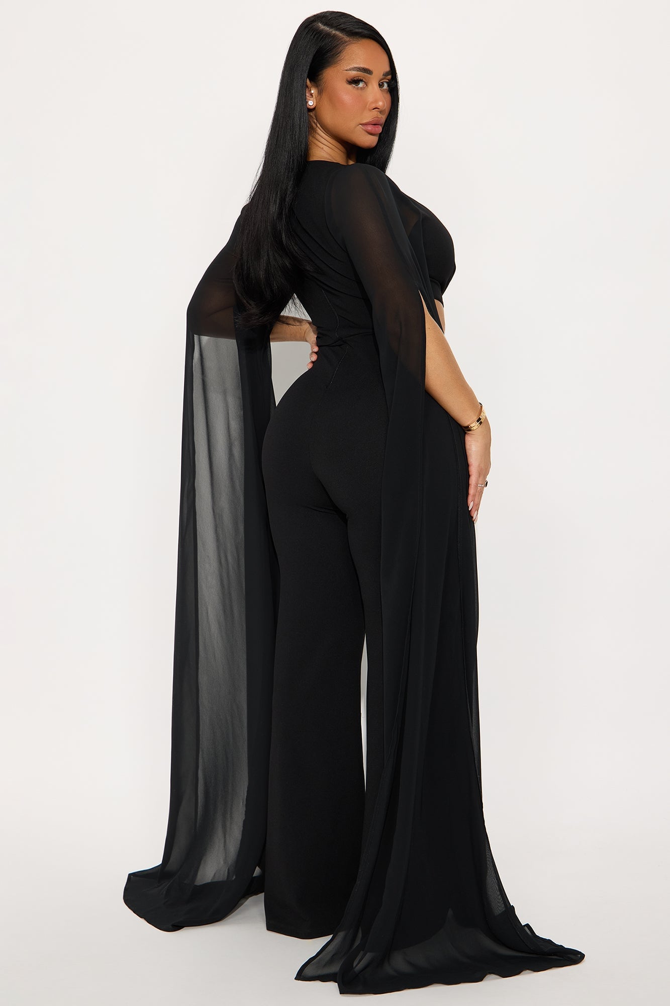 Gemma Draped Mesh Jumpsuit - Black image 6