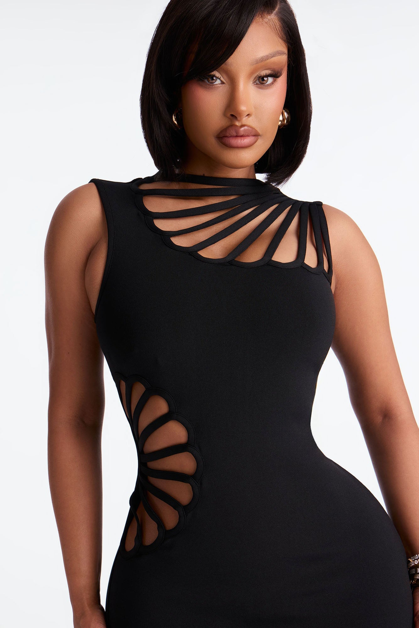 Sassy Angel Bandage Midi Dress - Black image 6