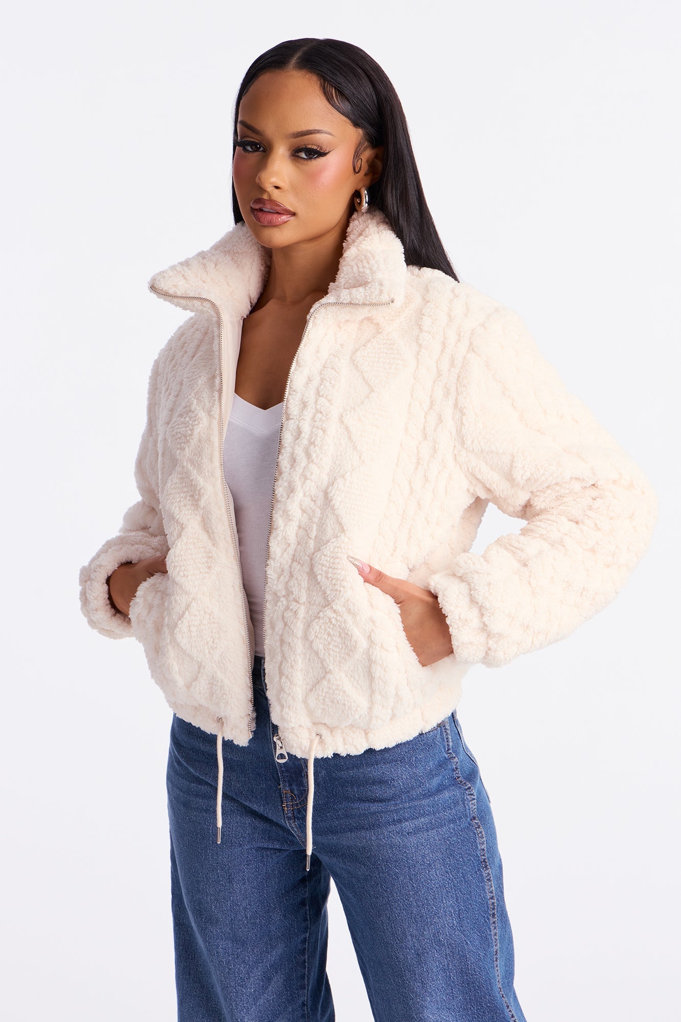 Frosted Dreams Faux Fur Puffer Jacket - Cream image 4