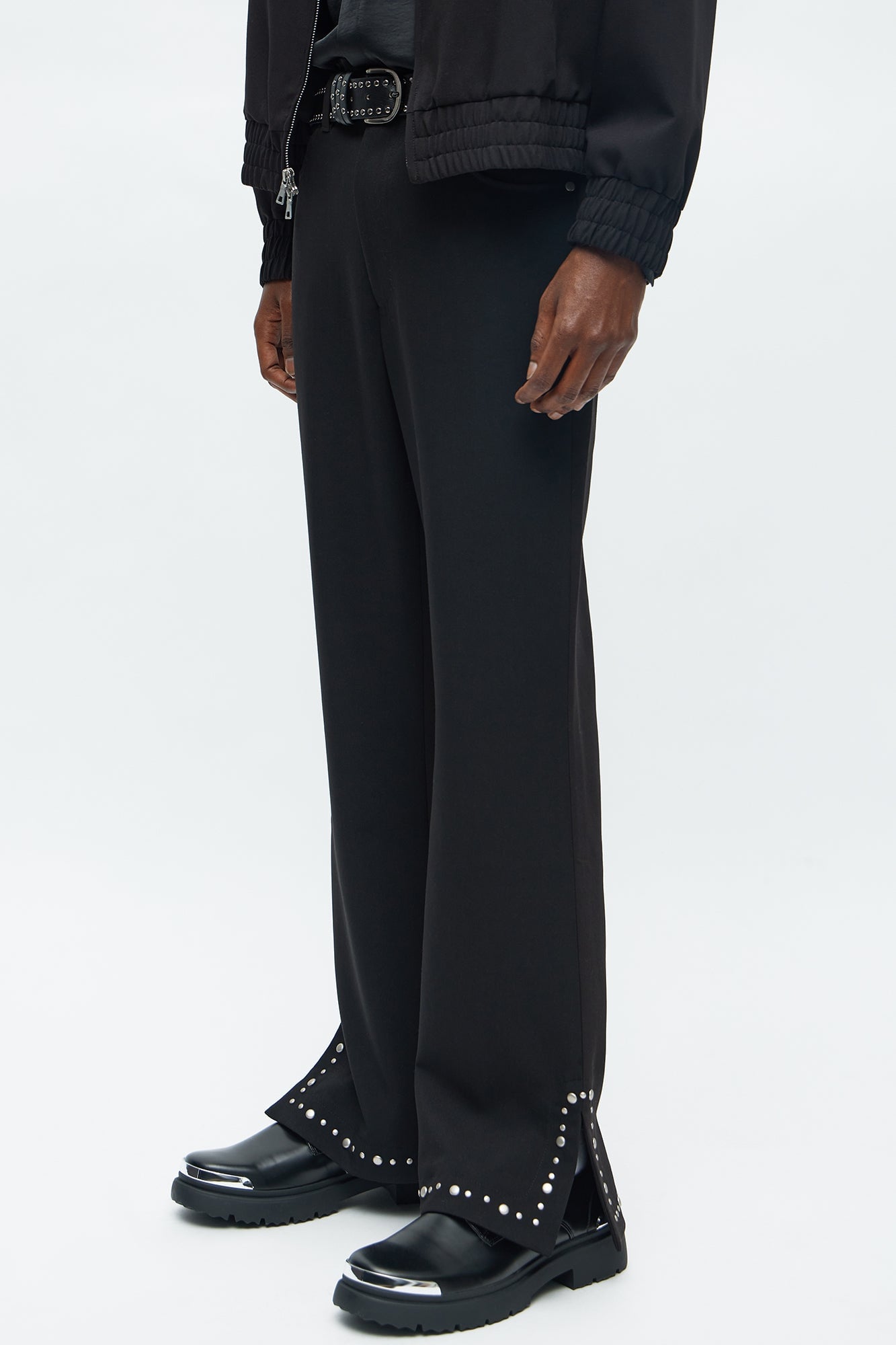 Stacked Slim Flare Studded New Age Rebel Pant - Black image 4