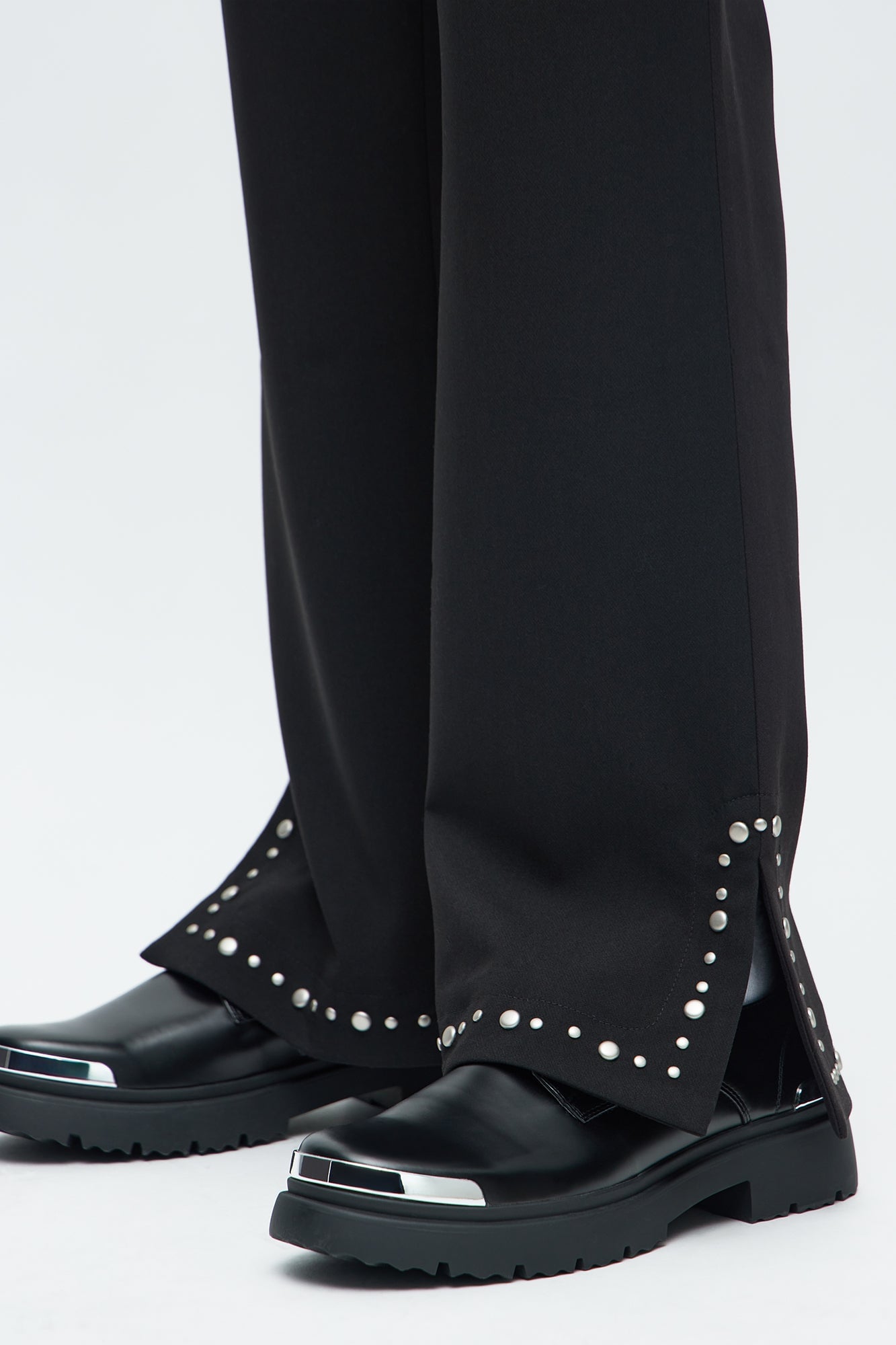 Stacked Slim Flare Studded New Age Rebel Pant - Black image 6