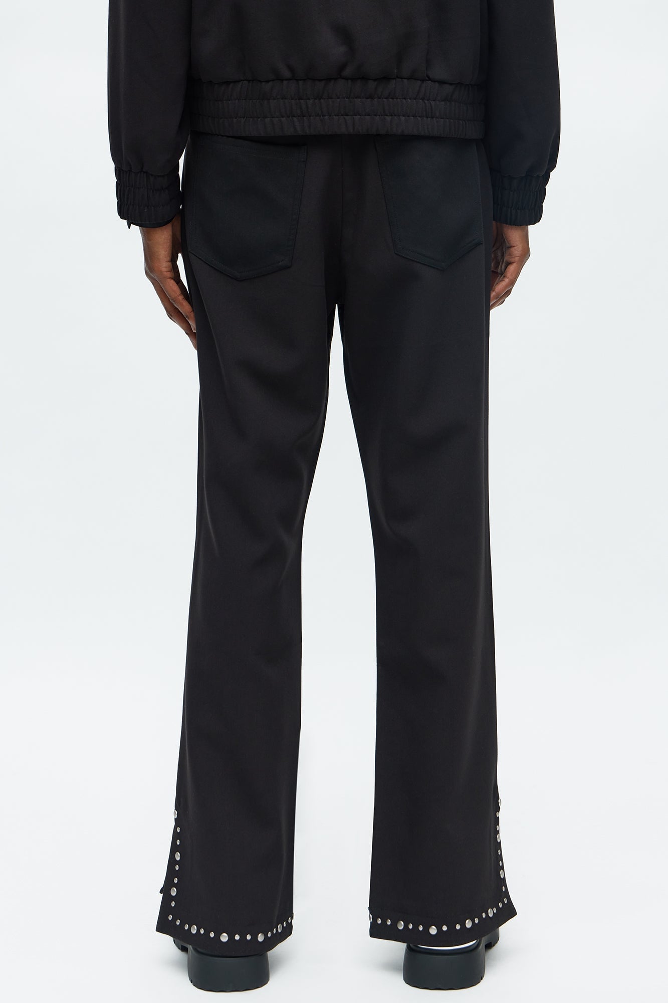 Stacked Slim Flare Studded New Age Rebel Pant - Black image 8